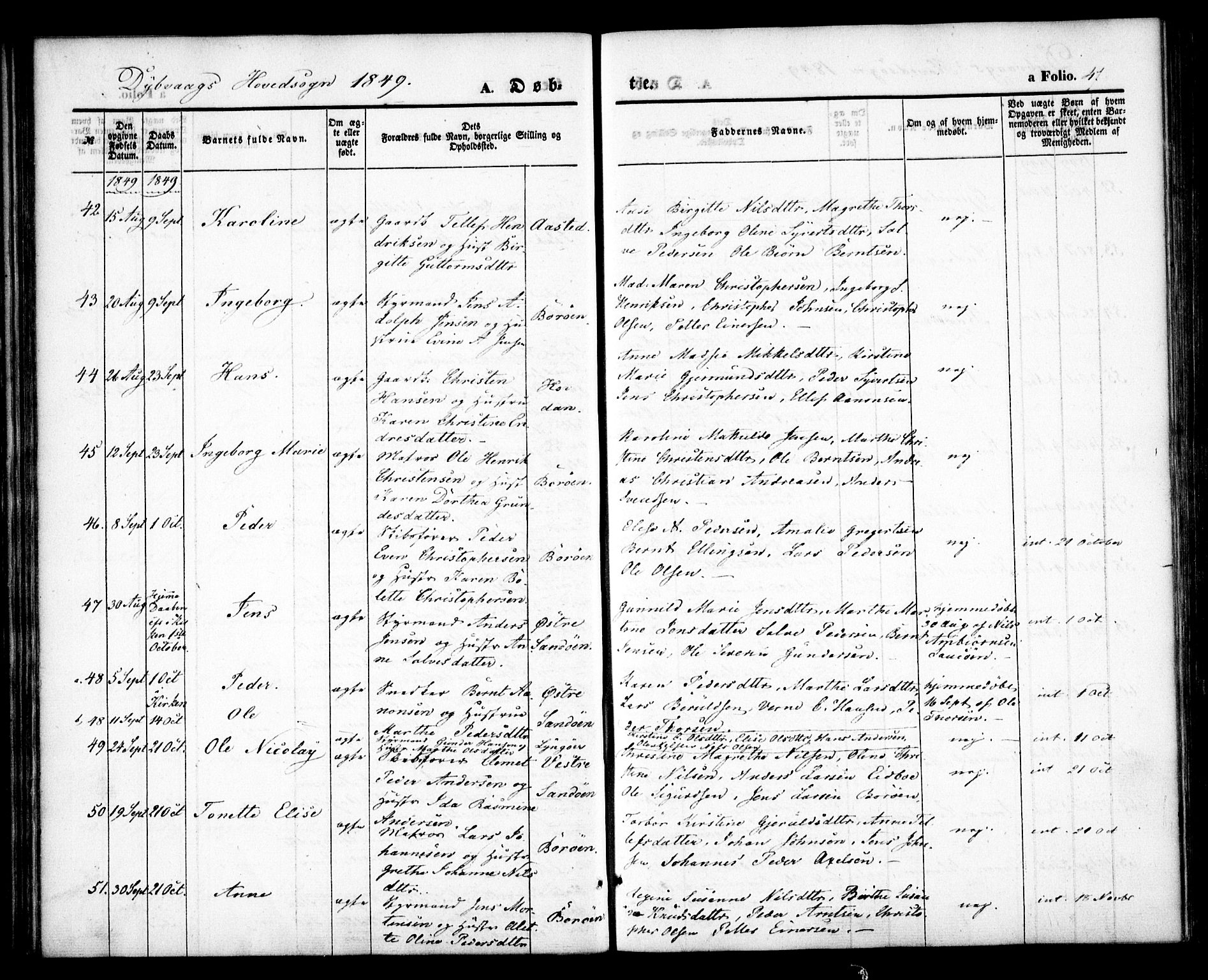 Dypvåg sokneprestkontor, AV/SAK-1111-0007/F/Fa/Faa/L0005: Parish register (official) no. A 5, 1841-1854, p. 47