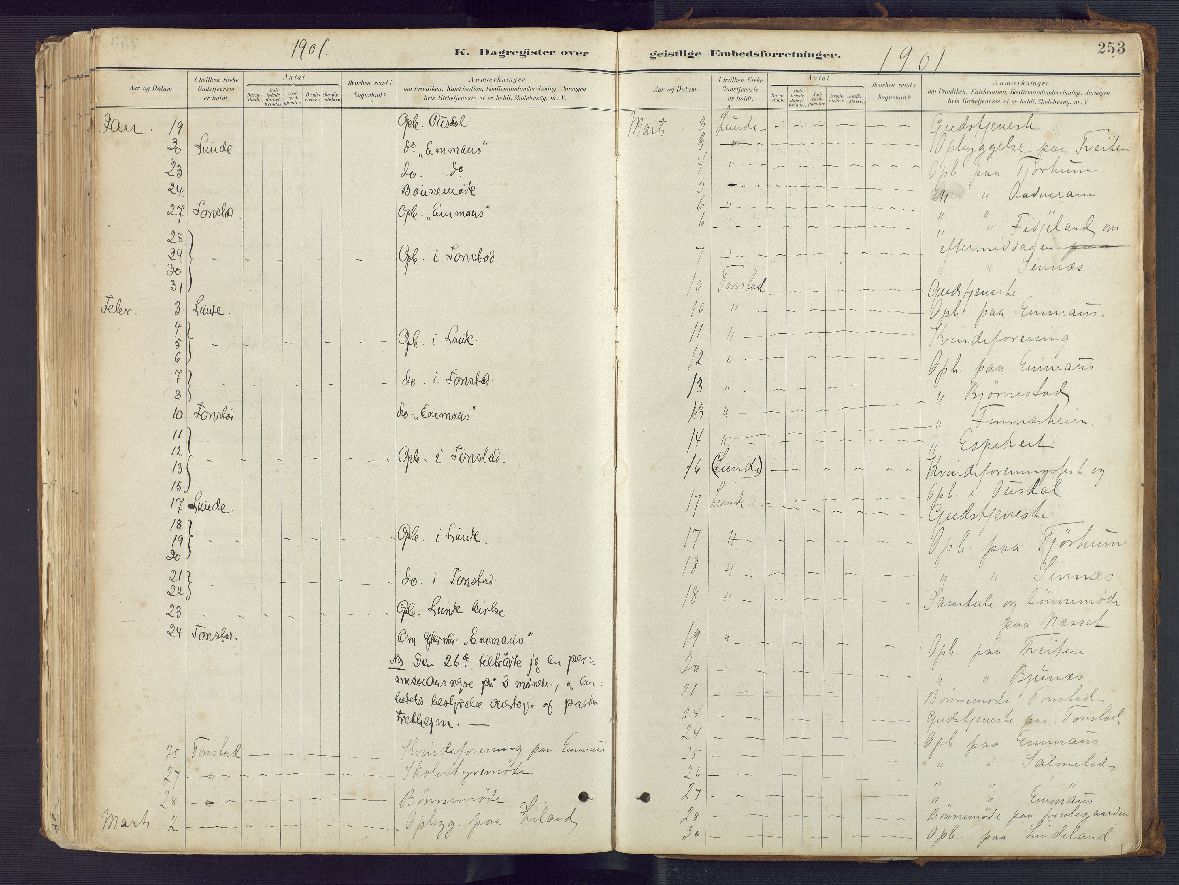 Sirdal sokneprestkontor, SAK/1111-0036/F/Fa/Fab/L0004: Parish register (official) no. A 4, 1887-1919, p. 253