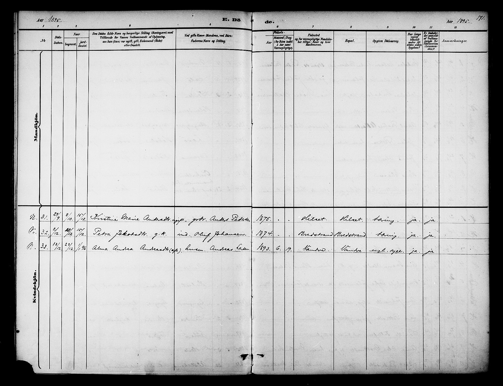 Ministerialprotokoller, klokkerbøker og fødselsregistre - Nordland, AV/SAT-A-1459/834/L0508: Parish register (official) no. 834A06, 1892-1901, p. 171