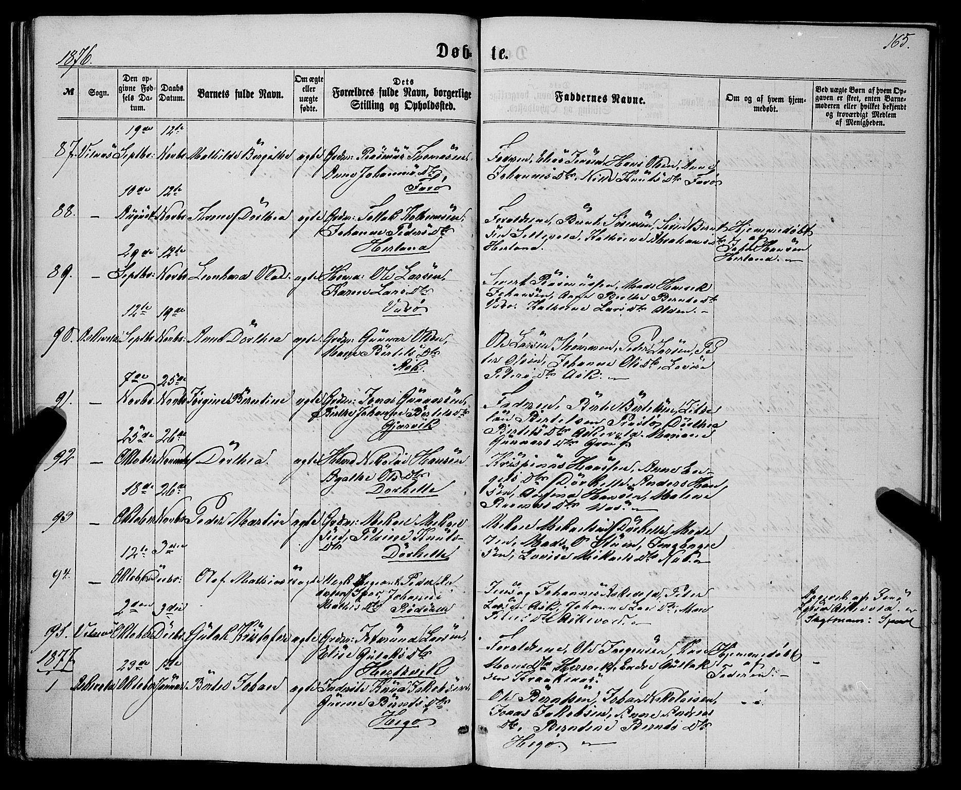 Askvoll sokneprestembete, SAB/A-79501/H/Haa/Haaa/L0012: Parish register (official) no. A 12, 1859-1878, p. 165
