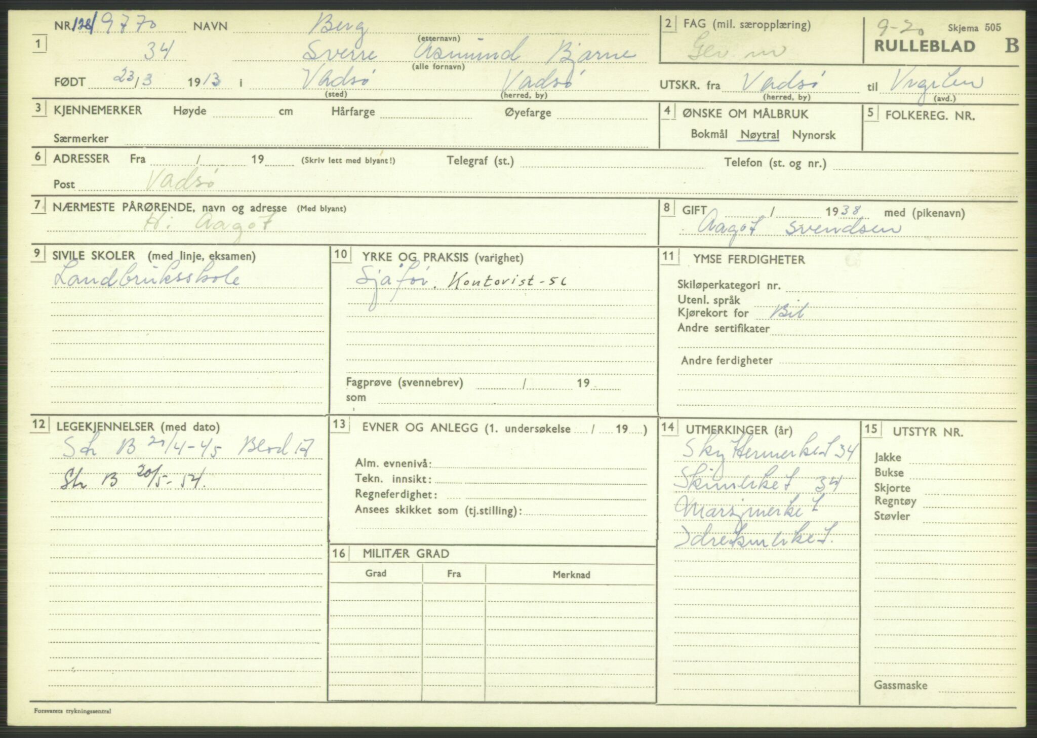 Forsvaret, Varanger bataljon, AV/RA-RAFA-2258/1/D/L0444: Rulleblad for menige født 1913-1914, 1913-1914, p. 42