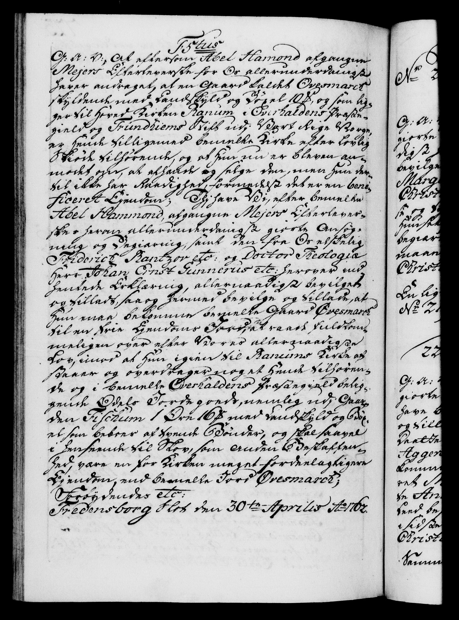 Danske Kanselli 1572-1799, AV/RA-EA-3023/F/Fc/Fca/Fcaa/L0041: Norske registre, 1760-1762, p. 723b