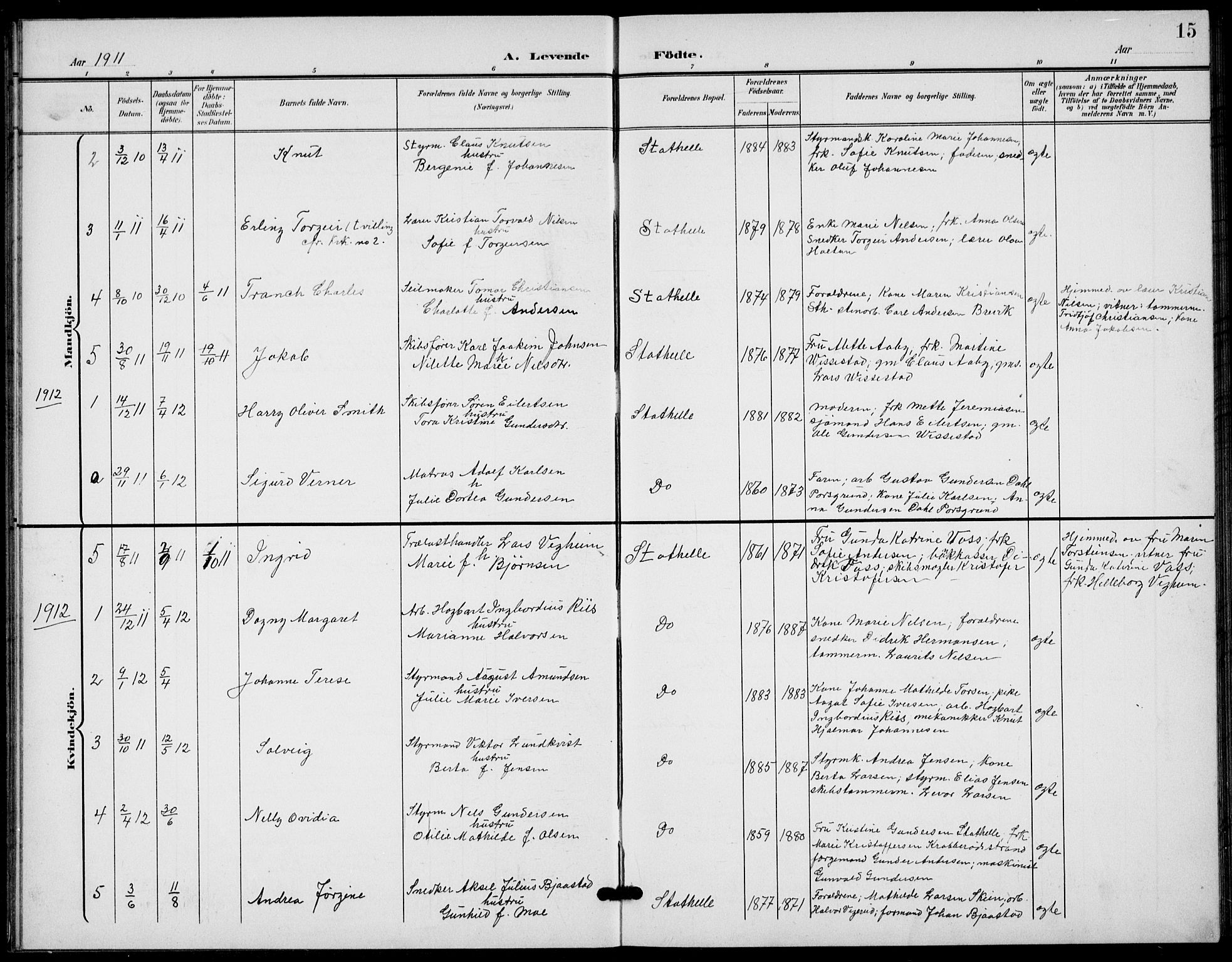 Bamble kirkebøker, SAKO/A-253/G/Gb/L0002: Parish register (copy) no. II 2, 1900-1925, p. 15