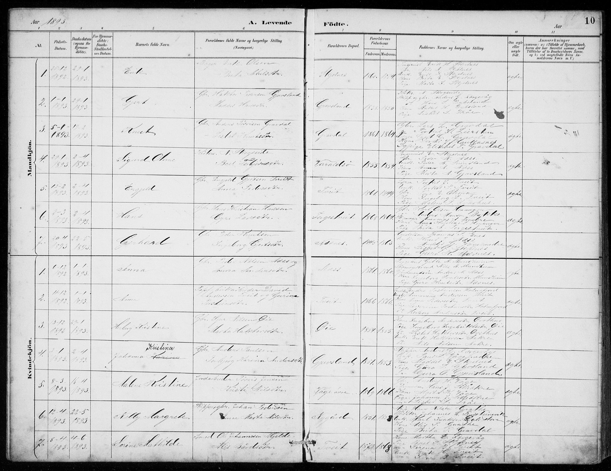 Strandebarm sokneprestembete, AV/SAB-A-78401/H/Hab: Parish register (copy) no. C  1, 1891-1913, p. 10