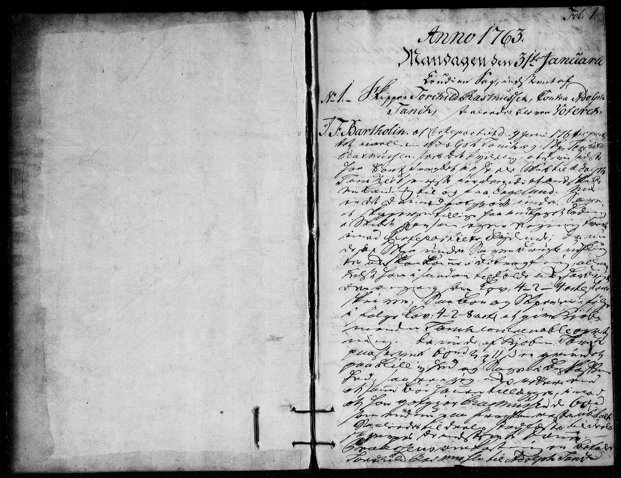 Overhoffretten 1667-1797, AV/RA-EA-2884/Ac/L0200: Voteringsprotokoll, 1763, p. 0b-1a