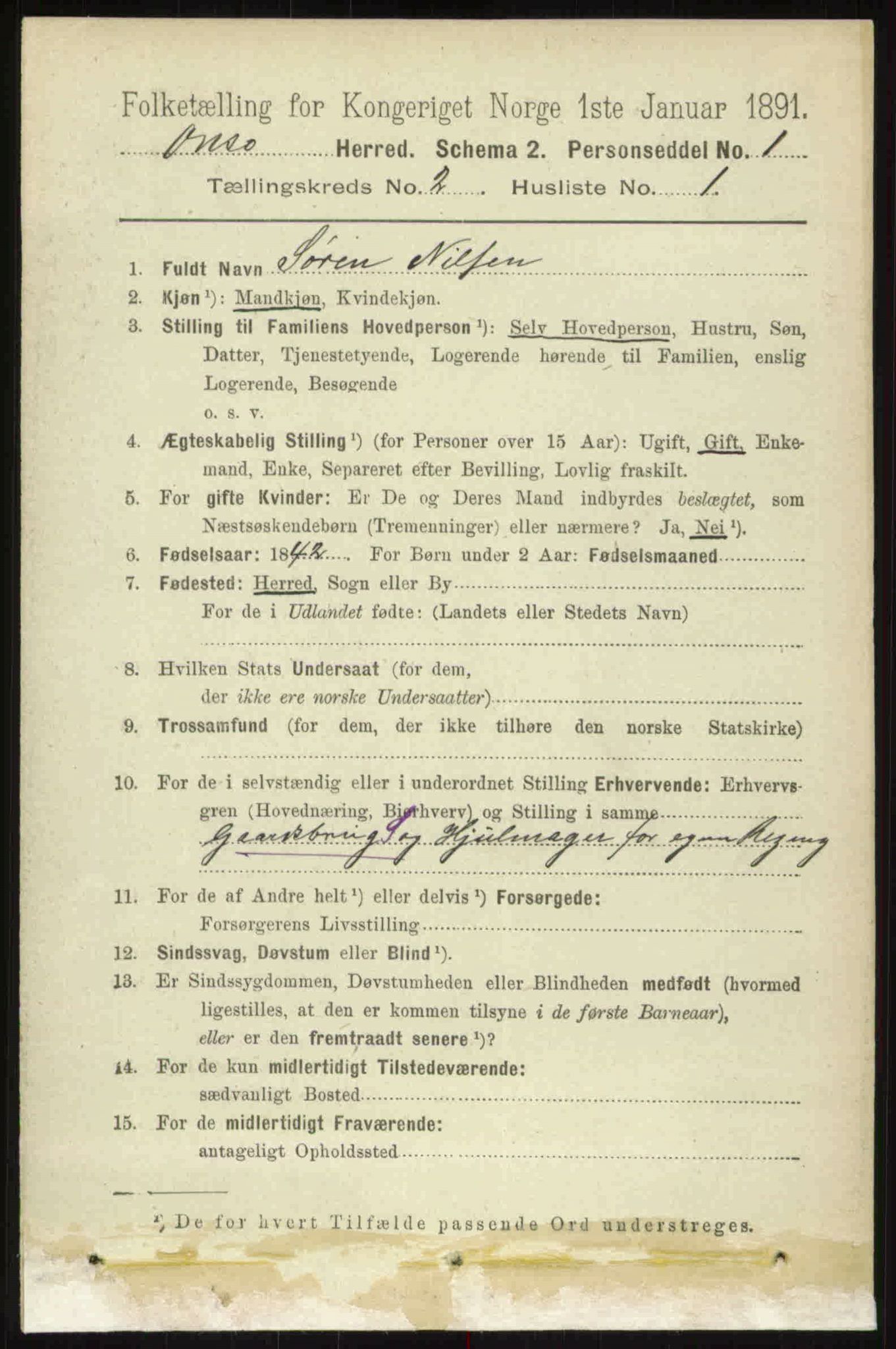 RA, 1891 census for 0134 Onsøy, 1891, p. 1001