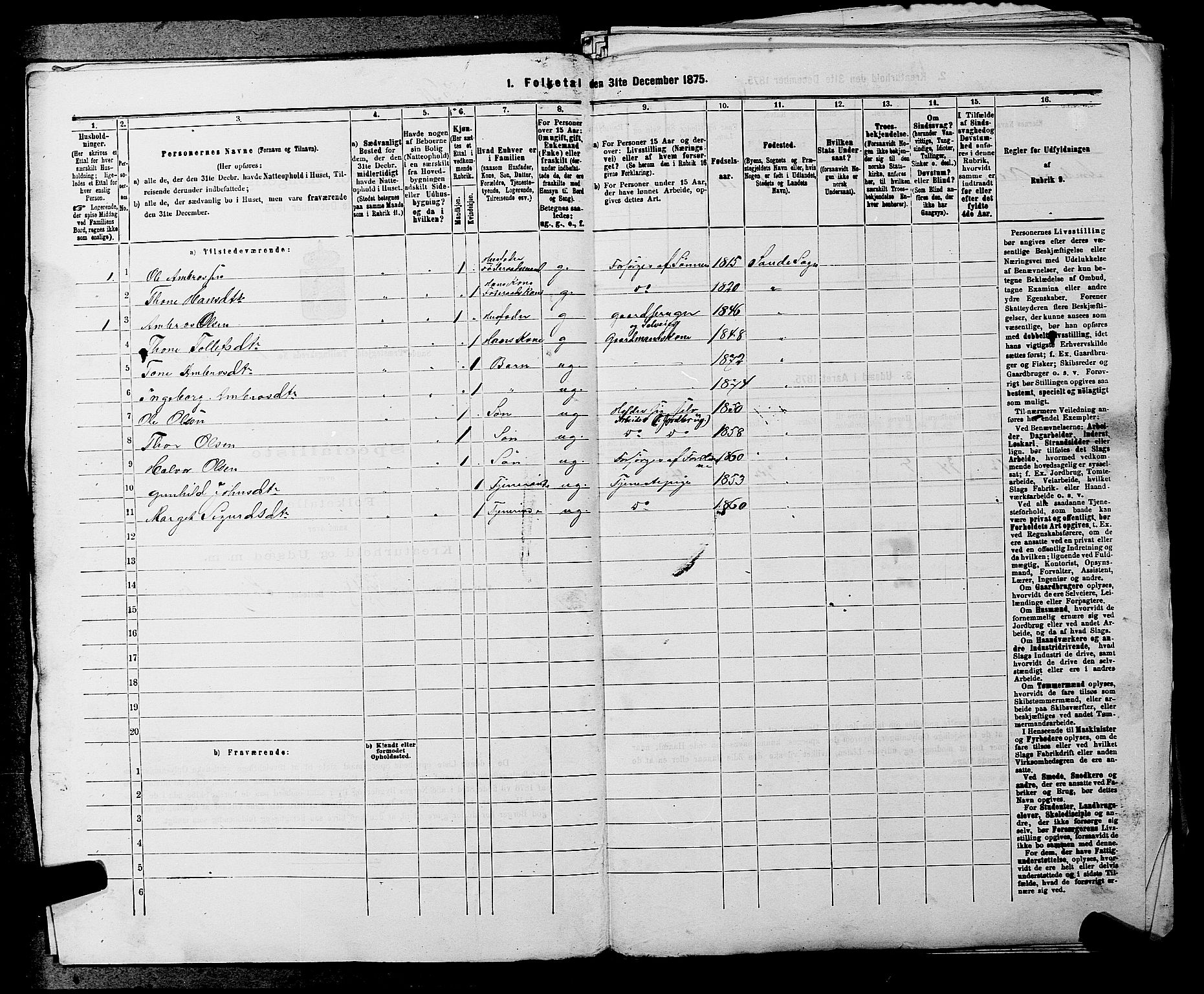 SAKO, 1875 census for 0822P Sauherad, 1875, p. 62