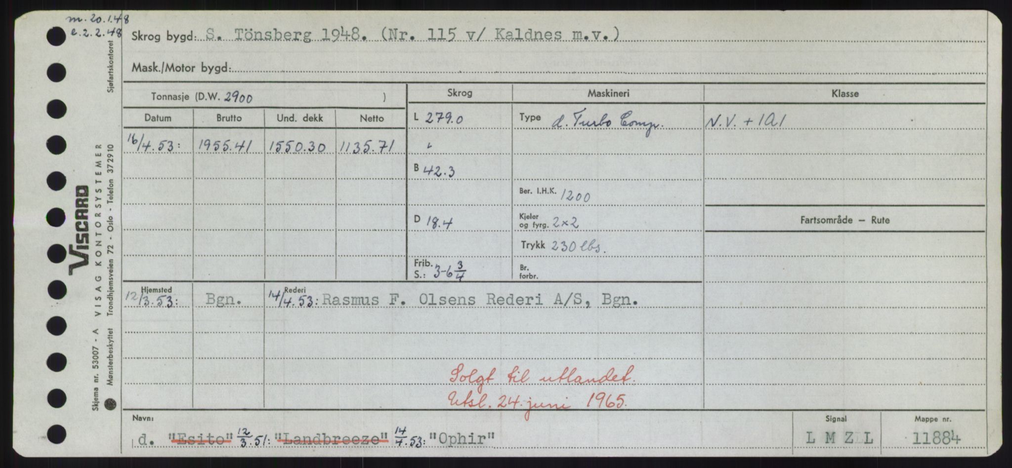 Sjøfartsdirektoratet med forløpere, Skipsmålingen, RA/S-1627/H/Hd/L0028: Fartøy, O, p. 279