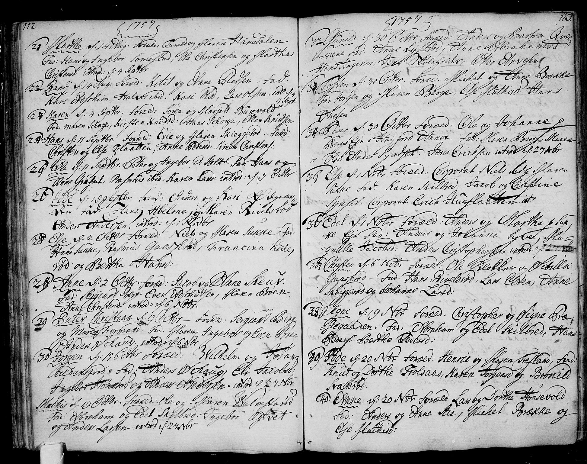 Andebu kirkebøker, AV/SAKO-A-336/F/Fa/L0002: Parish register (official) no. 2, 1733-1802, p. 112-113