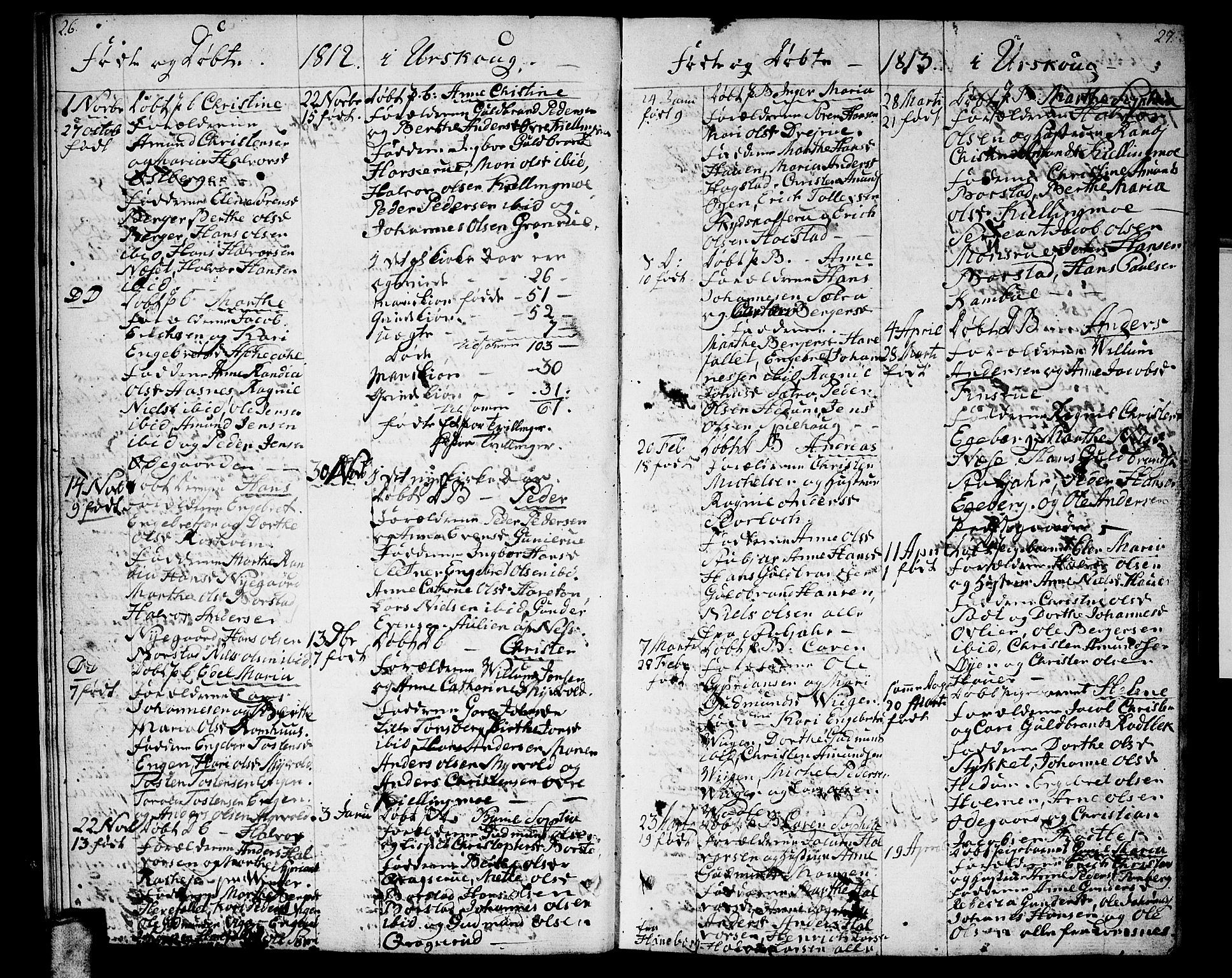 Aurskog prestekontor Kirkebøker, SAO/A-10304a/F/Fa/L0004: Parish register (official) no. I 4, 1807-1814, p. 26-27