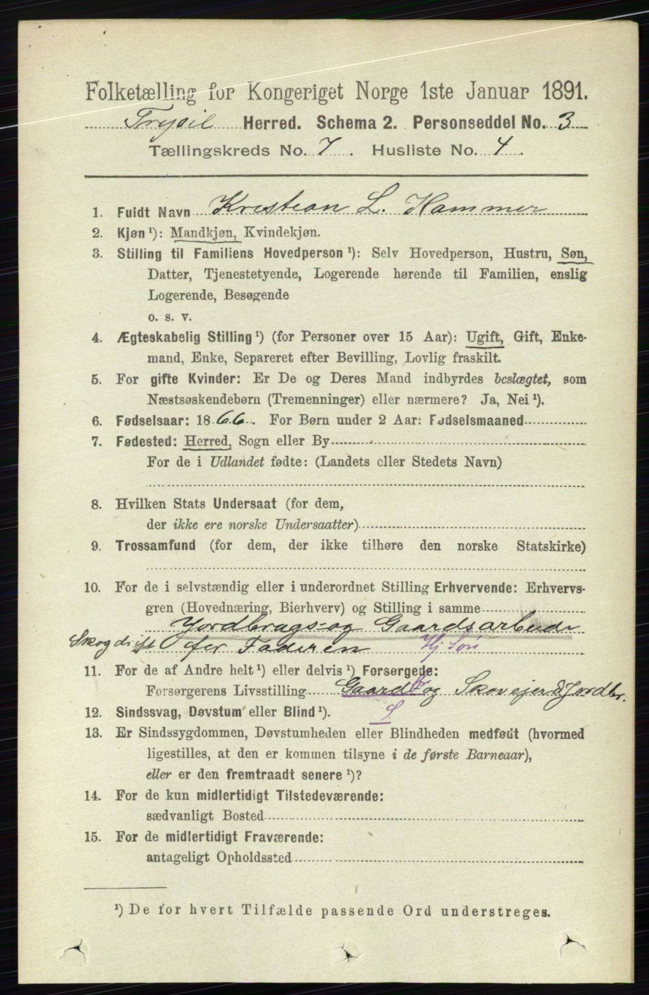 RA, 1891 census for 0428 Trysil, 1891, p. 3158