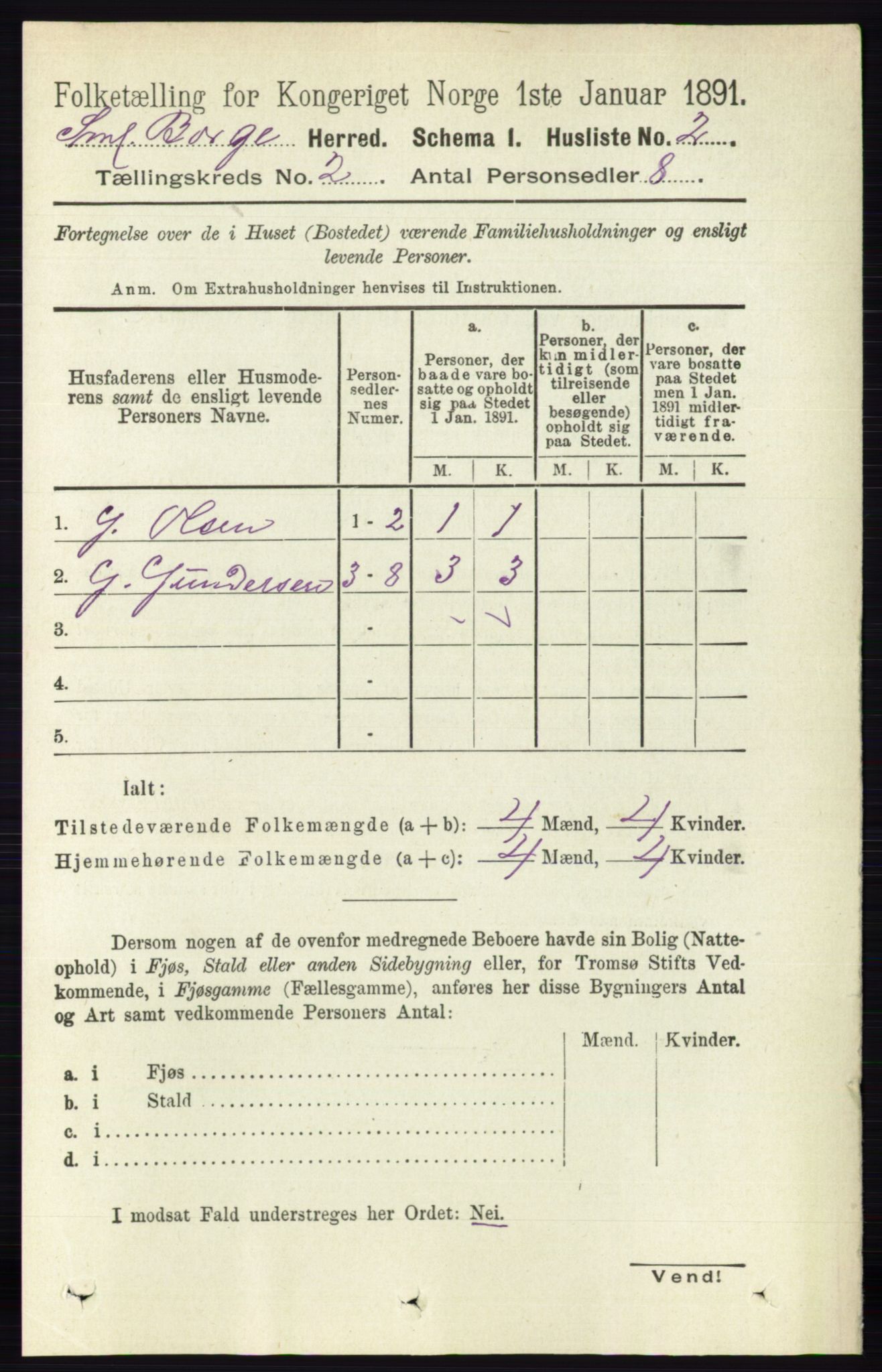 RA, 1891 census for 0113 Borge, 1891, p. 737