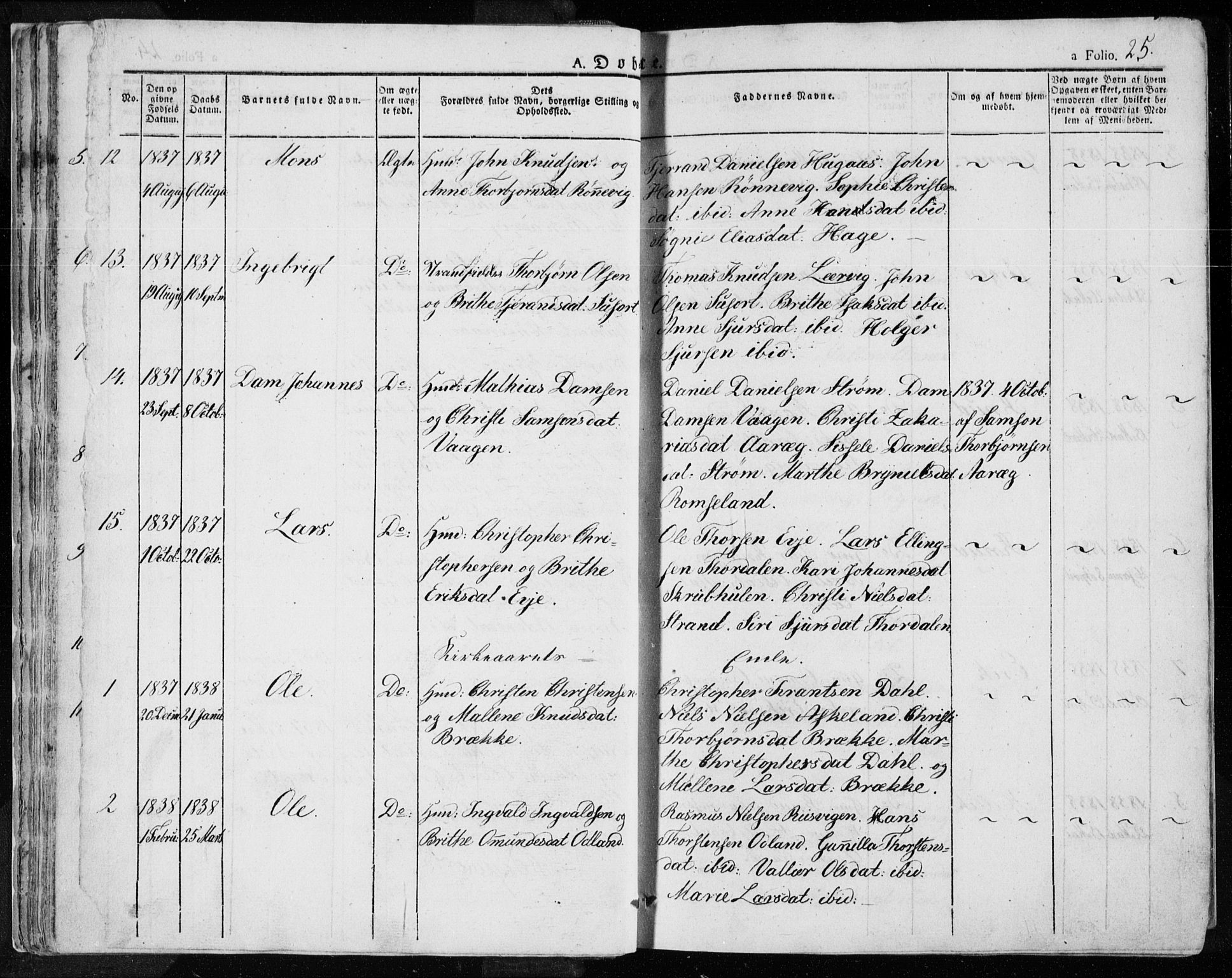 Tysvær sokneprestkontor, SAST/A -101864/H/Ha/Haa/L0001: Parish register (official) no. A 1.1, 1831-1856, p. 25