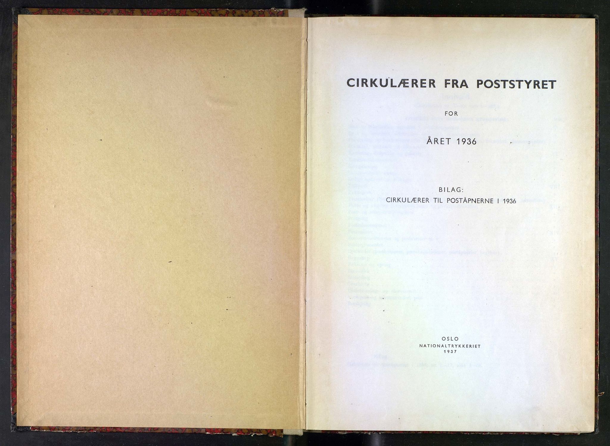 Norges Postmuseums bibliotek, NOPO/-/-/-: Sirkulærer fra Poststyret, 1936