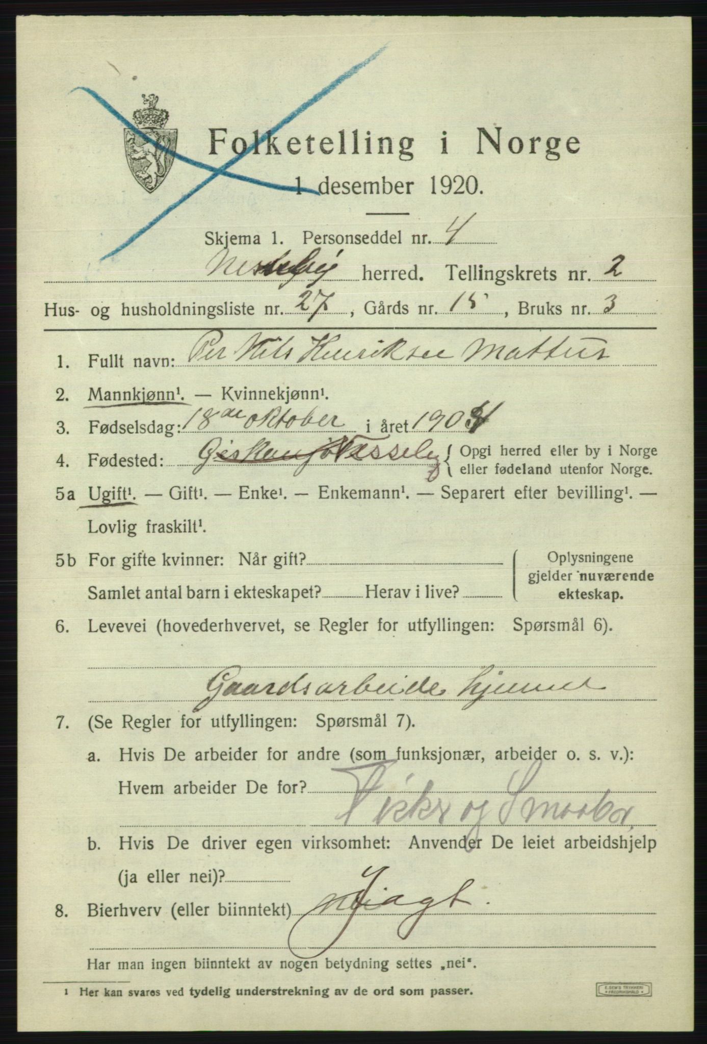 SATØ, 1920 census for Nesseby, 1920, p. 1198