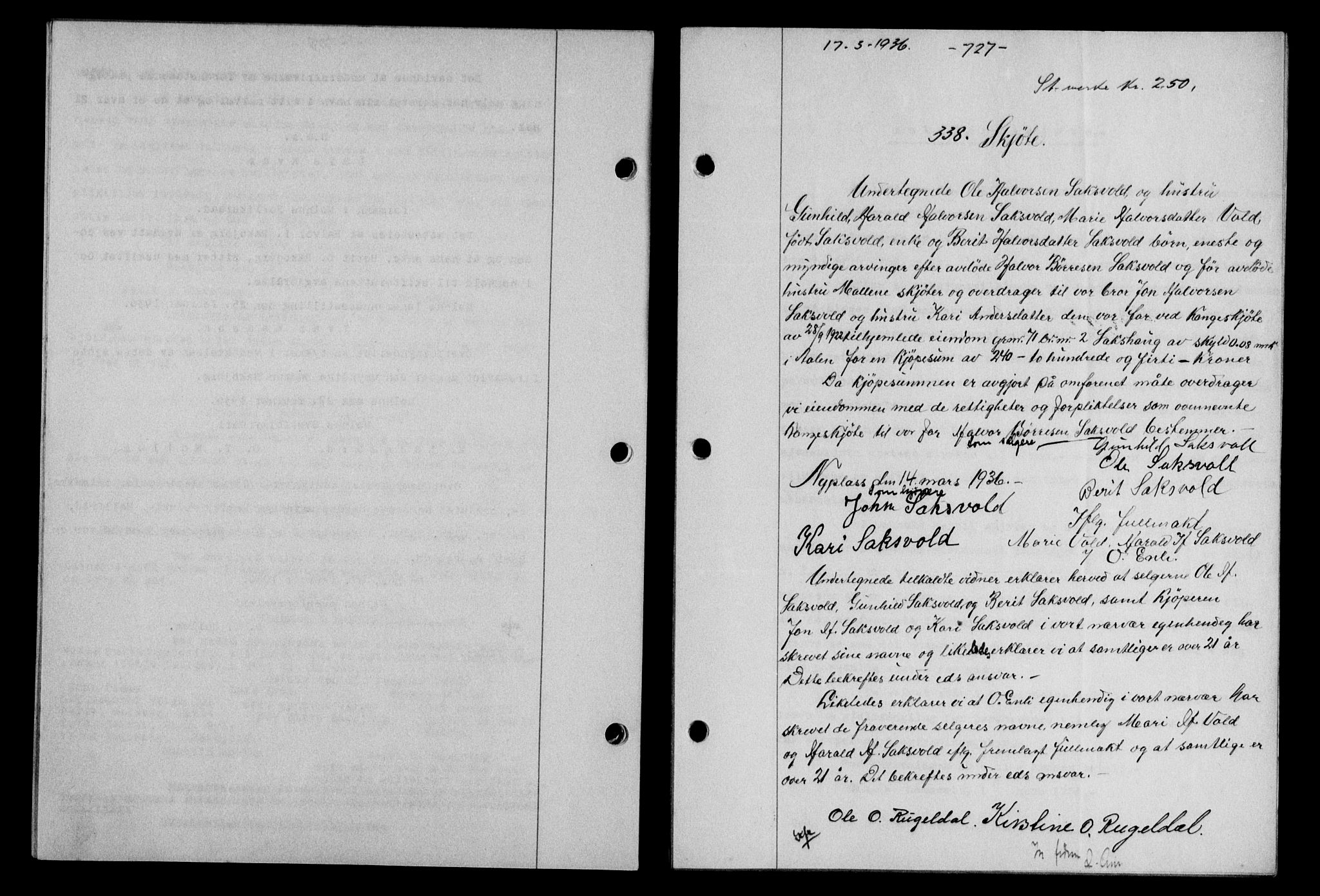 Gauldal sorenskriveri, SAT/A-0014/1/2/2C/L0045: Mortgage book no. 47-49, 1935-1936, Deed date: 17.03.1936