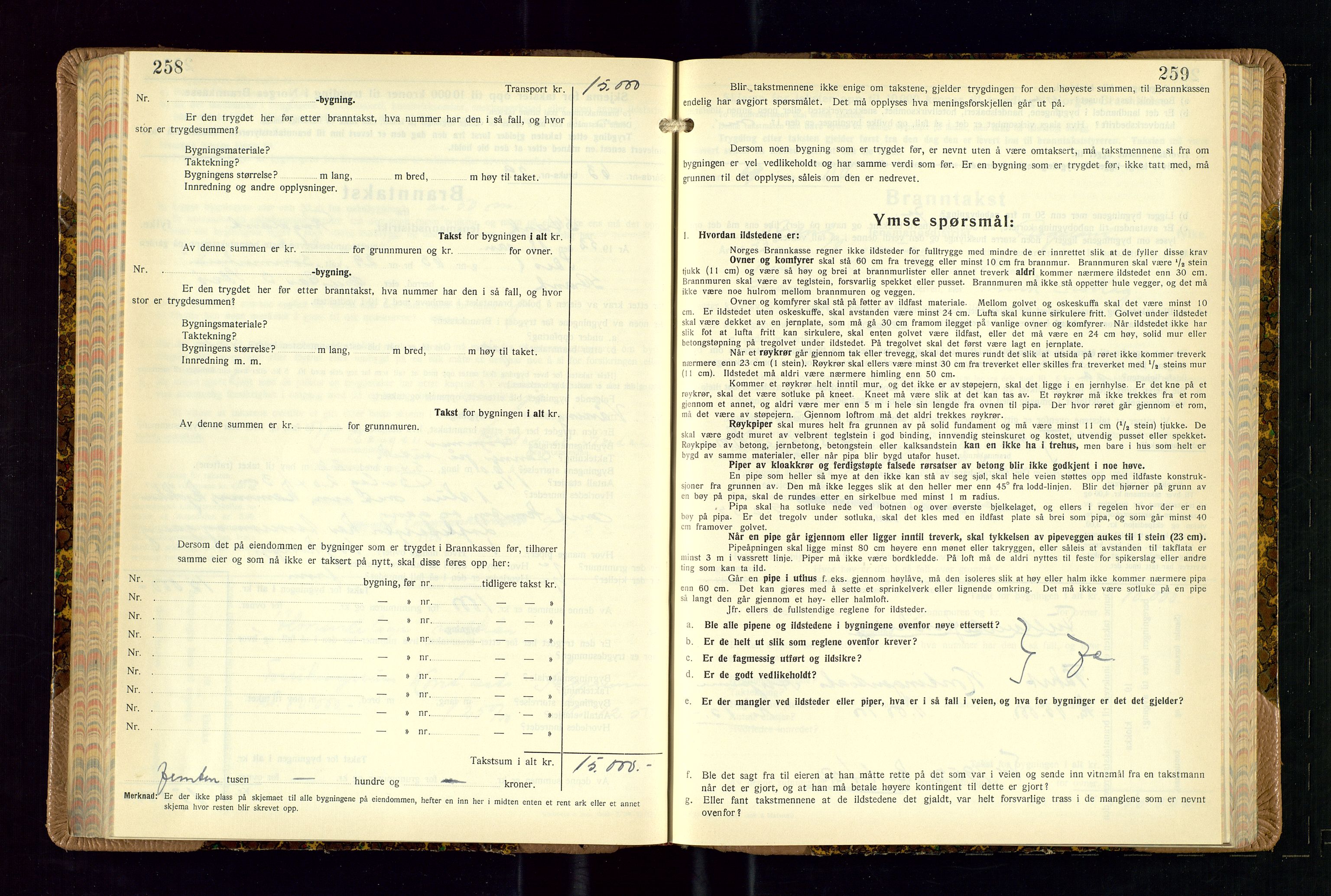 Strand og Forsand lensmannskontor, AV/SAST-A-100451/Gob/L0002: Branntakstprotokoll, 1942-1953, p. 258-259