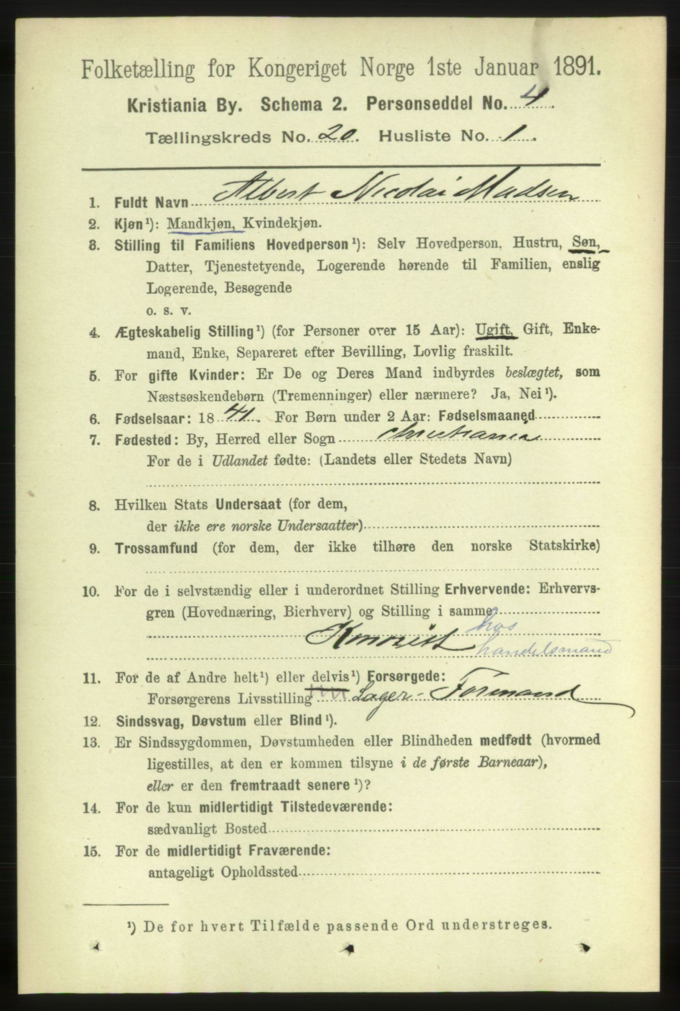 RA, 1891 census for 0301 Kristiania, 1891, p. 9850