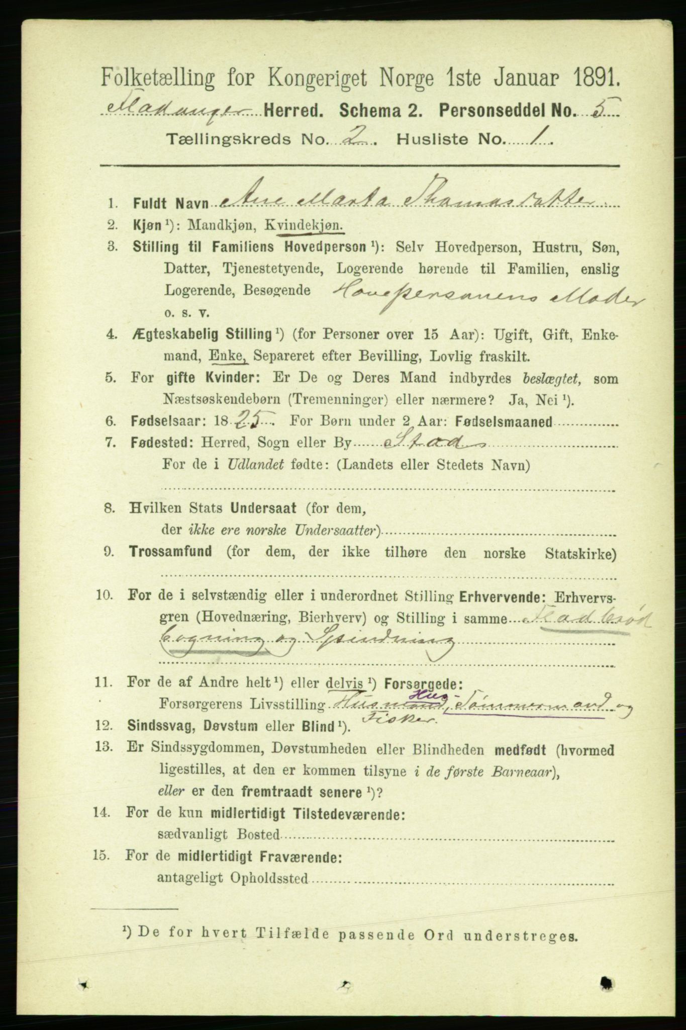 RA, 1891 census for 1749 Flatanger, 1891, p. 716