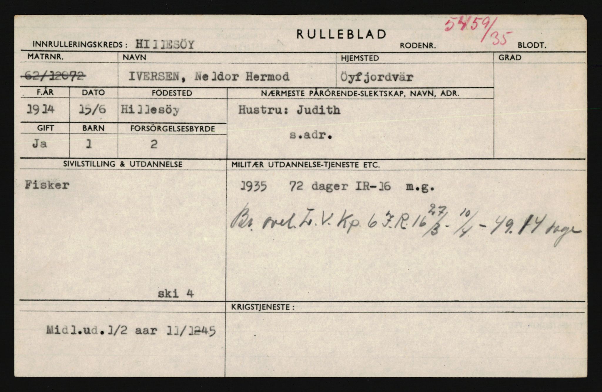 Forsvaret, Troms infanteriregiment nr. 16, AV/RA-RAFA-3146/P/Pa/L0019: Rulleblad for regimentets menige mannskaper, årsklasse 1935, 1935, p. 481