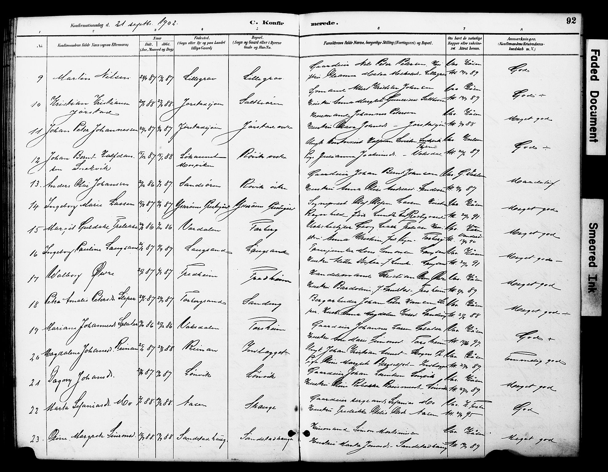 Ministerialprotokoller, klokkerbøker og fødselsregistre - Nord-Trøndelag, AV/SAT-A-1458/722/L0226: Parish register (copy) no. 722C02, 1889-1927, p. 92