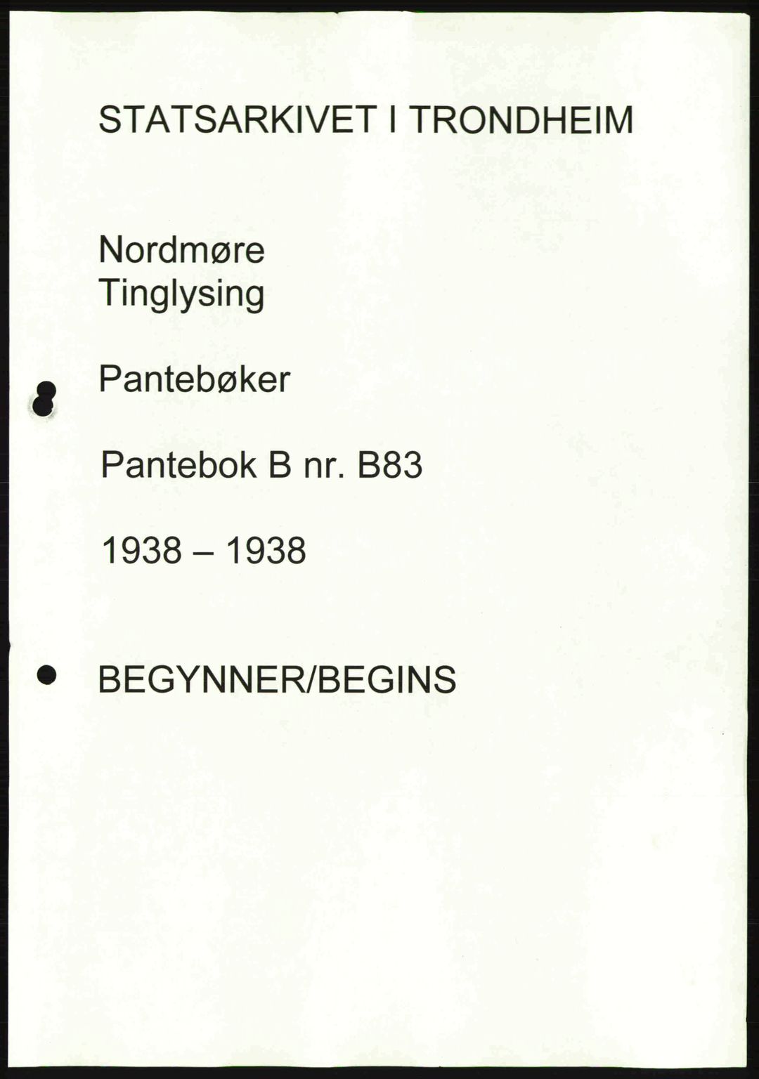 Nordmøre sorenskriveri, AV/SAT-A-4132/1/2/2Ca: Mortgage book no. B83, 1938-1938