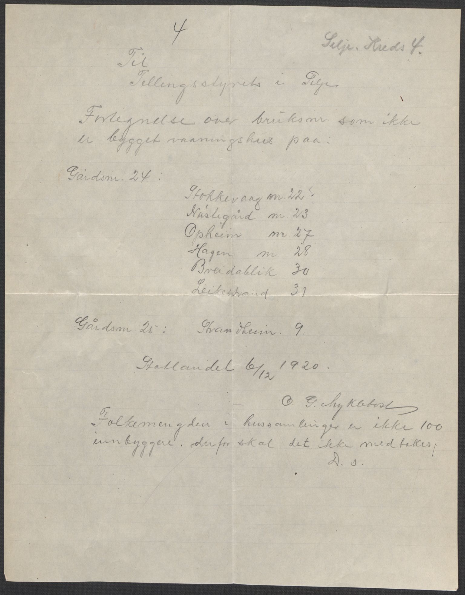 SAB, 1920 census for Selje, 1920, p. 3