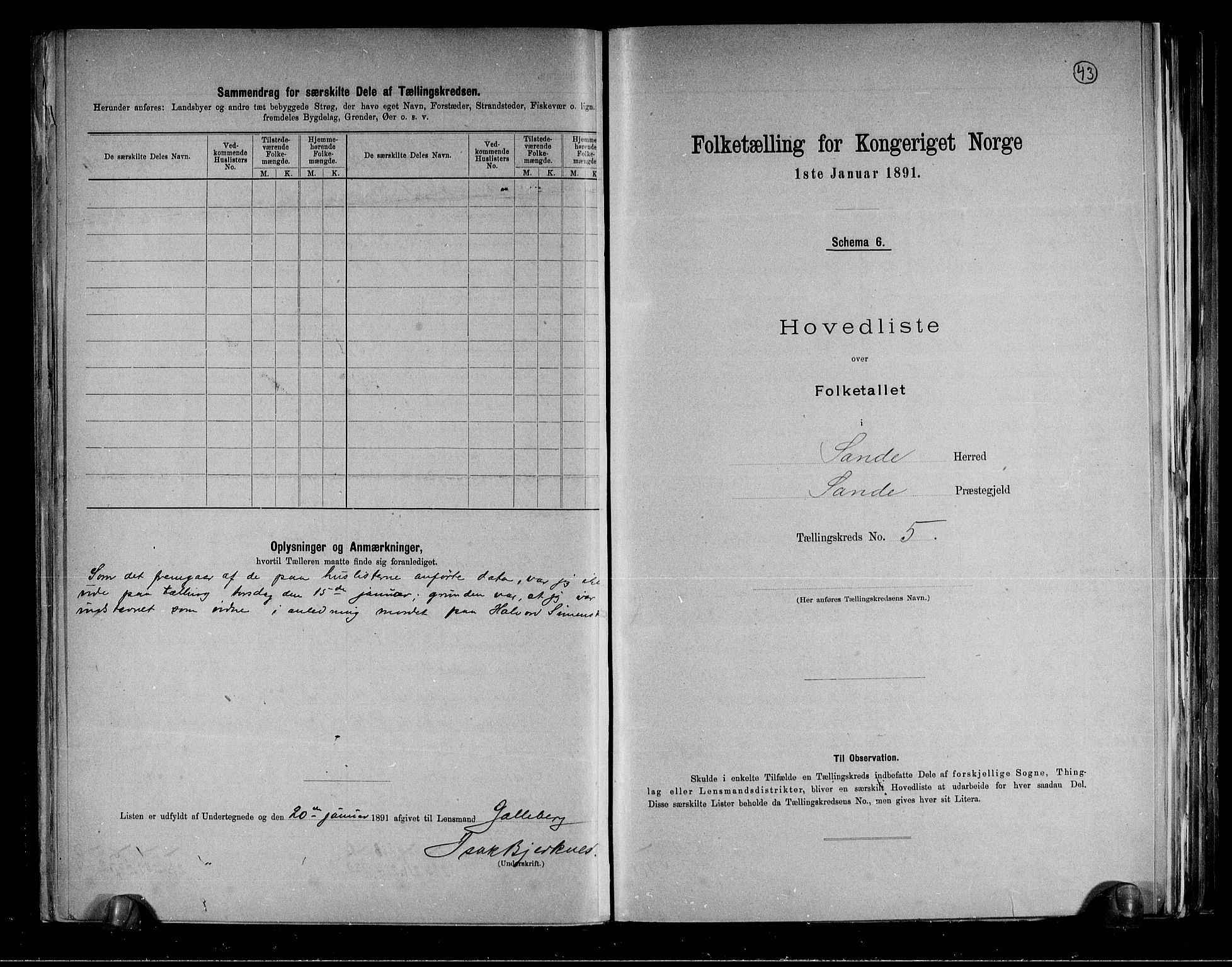 RA, 1891 census for 0713 Sande, 1891, p. 12