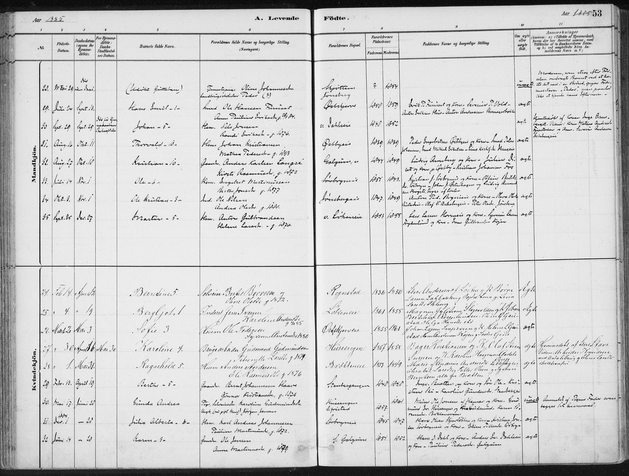 Romedal prestekontor, AV/SAH-PREST-004/K/L0010: Parish register (official) no. 10, 1880-1895, p. 53