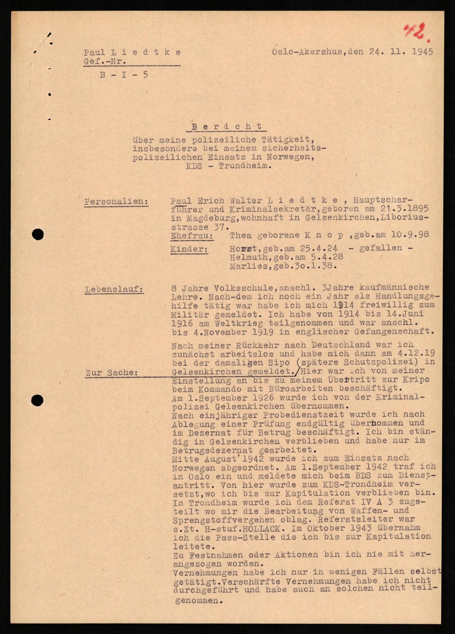 Forsvaret, Forsvarets overkommando II, AV/RA-RAFA-3915/D/Db/L0020: CI Questionaires. Tyske okkupasjonsstyrker i Norge. Tyskere., 1945-1946, p. 155