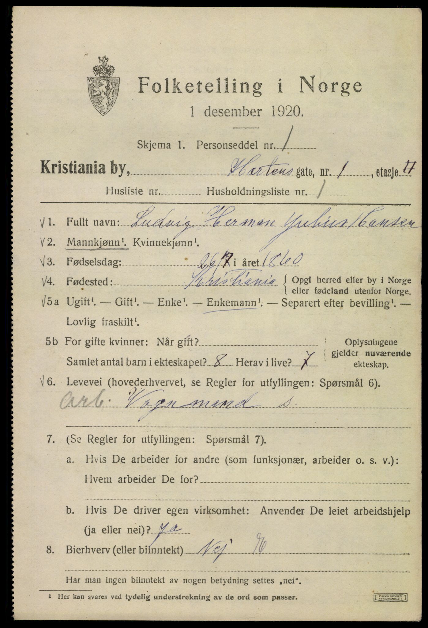 SAO, 1920 census for Kristiania, 1920, p. 298937