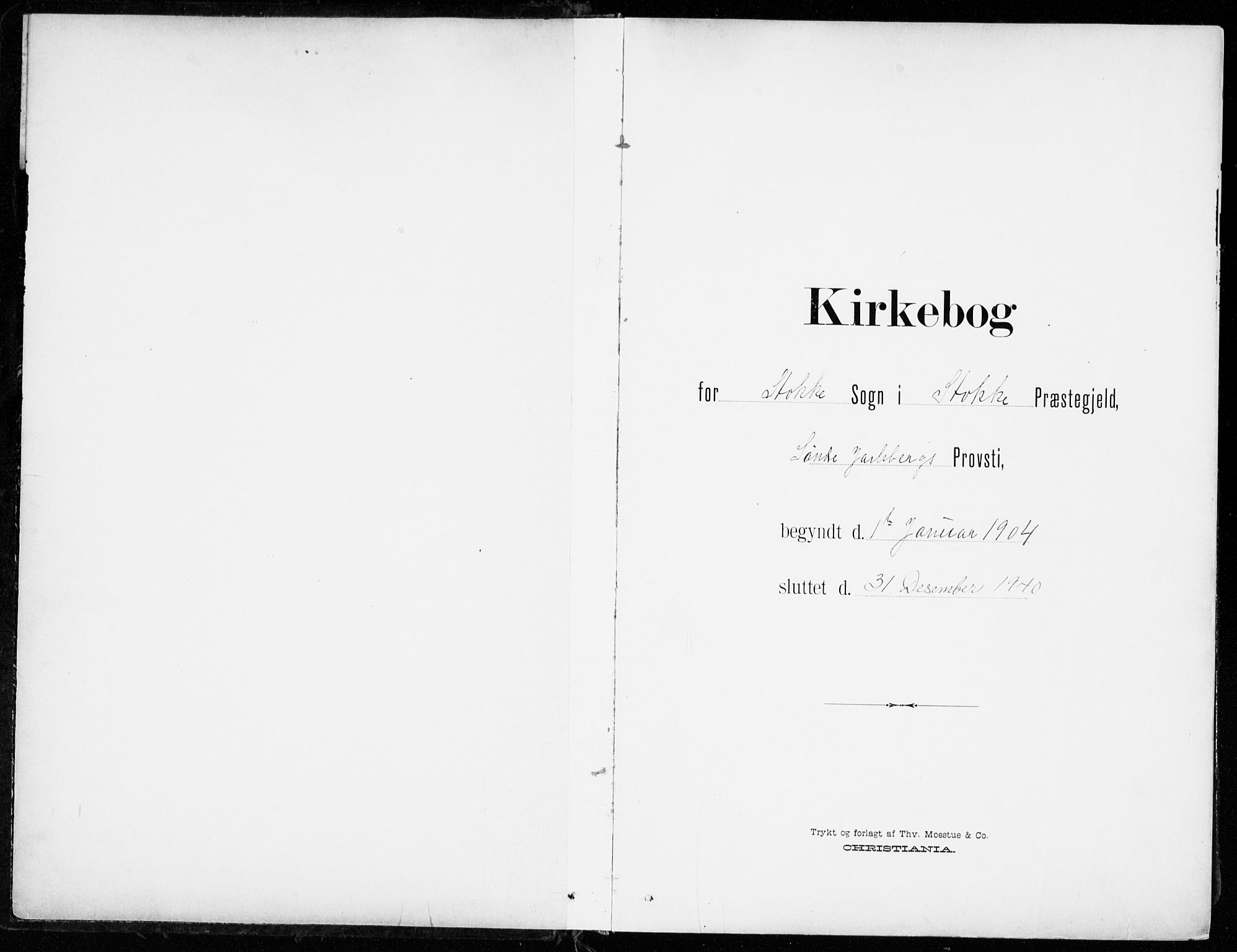 Stokke kirkebøker, SAKO/A-320/G/Ga/L0001: Parish register (copy) no. I 1, 1904-1940