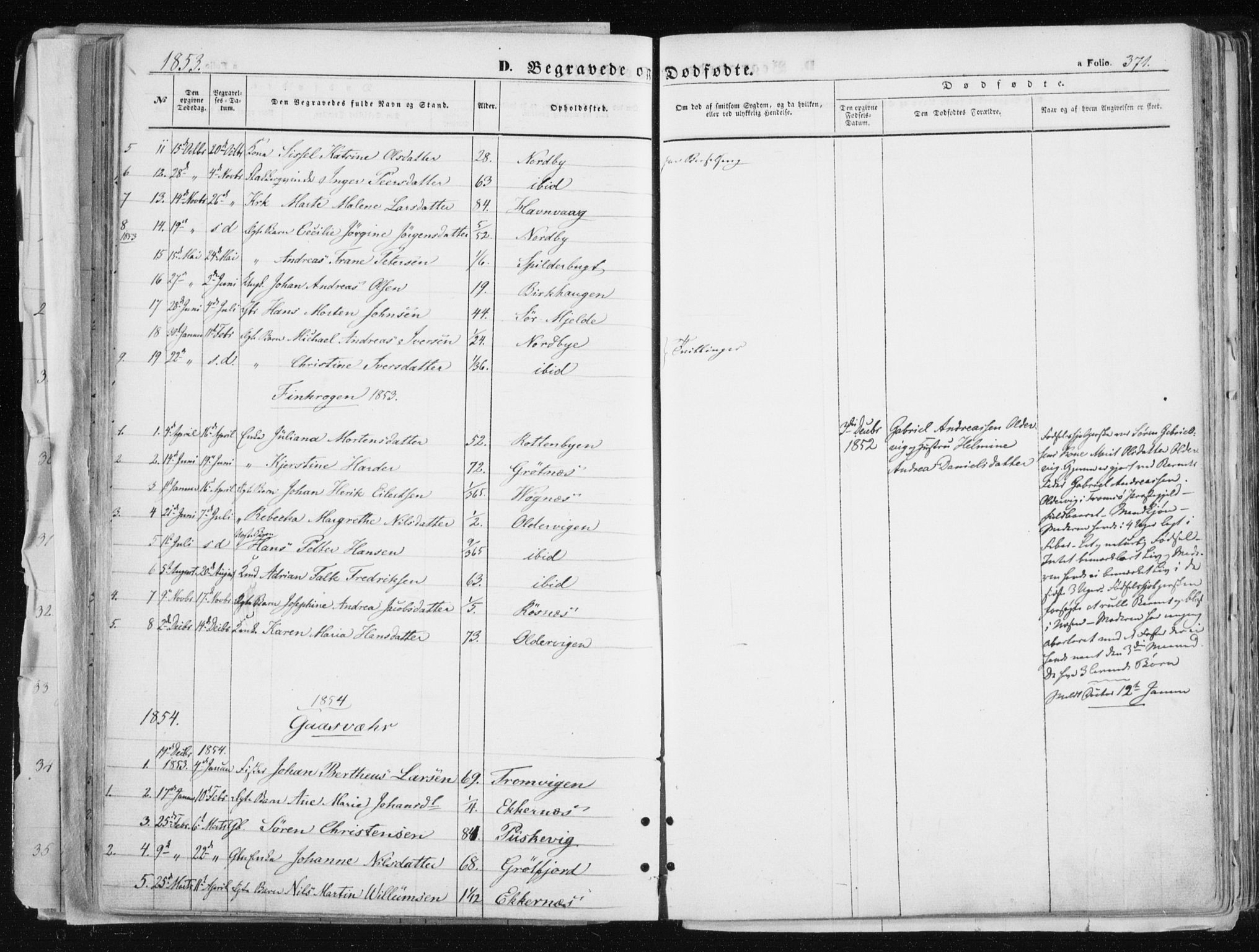 Tromsø sokneprestkontor/stiftsprosti/domprosti, AV/SATØ-S-1343/G/Ga/L0010kirke: Parish register (official) no. 10, 1848-1855, p. 371