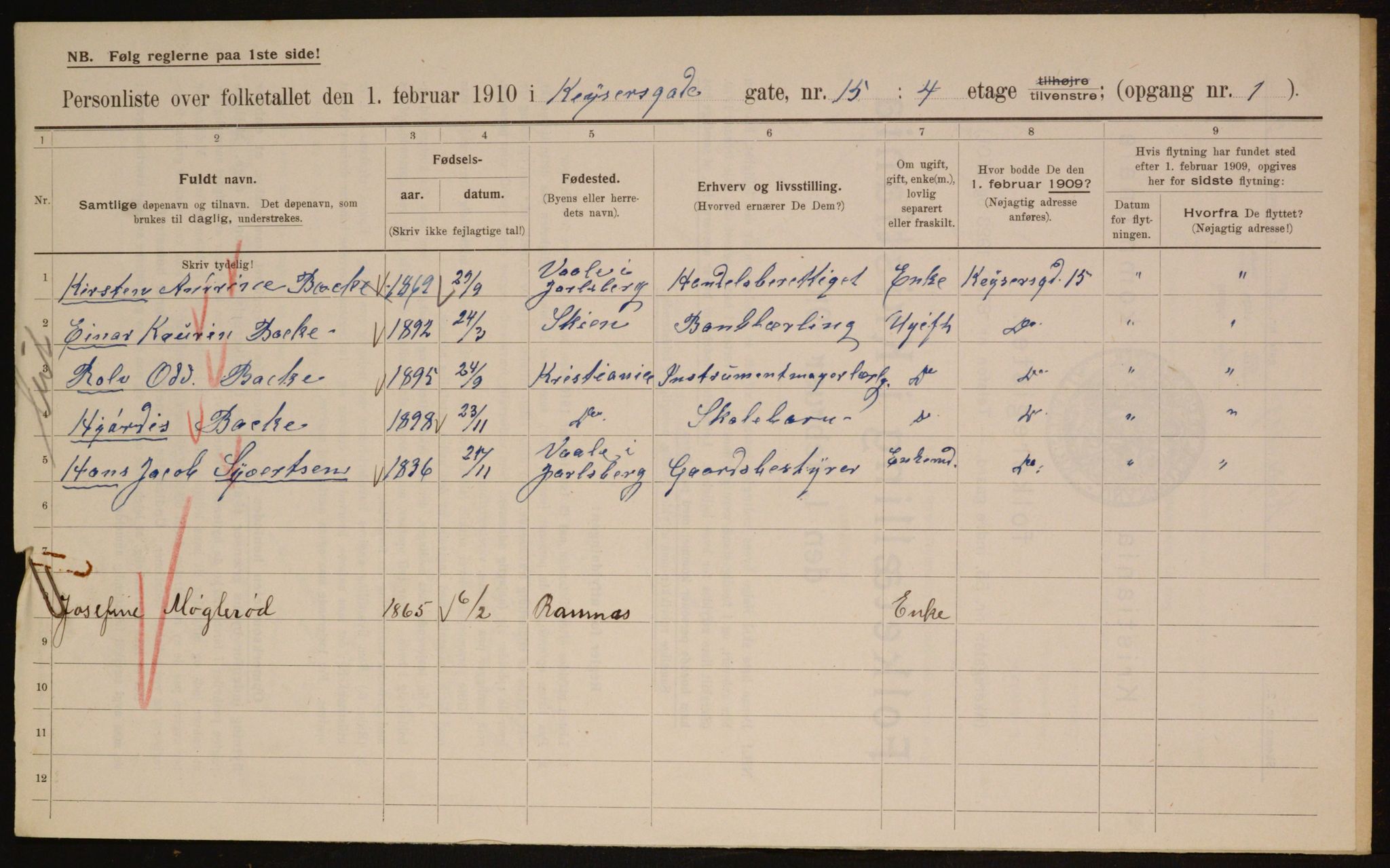 OBA, Municipal Census 1910 for Kristiania, 1910, p. 47844