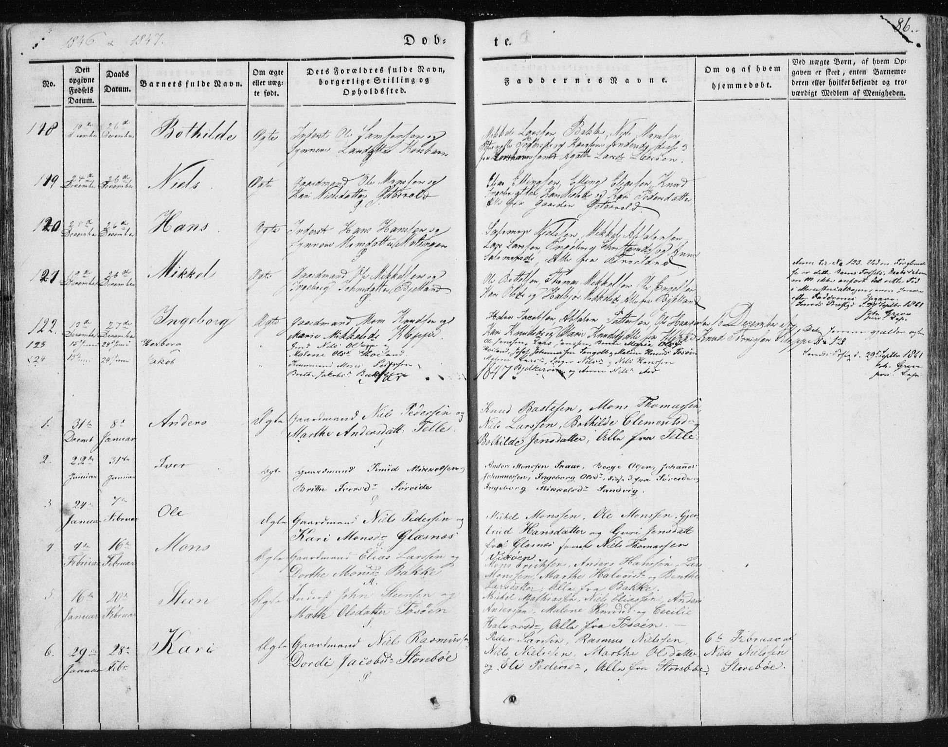 Sund sokneprestembete, SAB/A-99930: Parish register (official) no. A 13, 1835-1849, p. 86