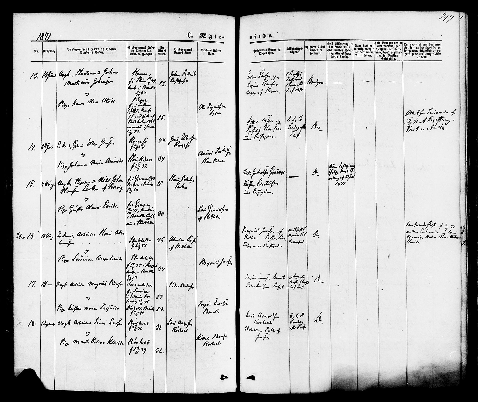 Bamble kirkebøker, SAKO/A-253/F/Fa/L0006: Parish register (official) no. I 6, 1869-1877, p. 247