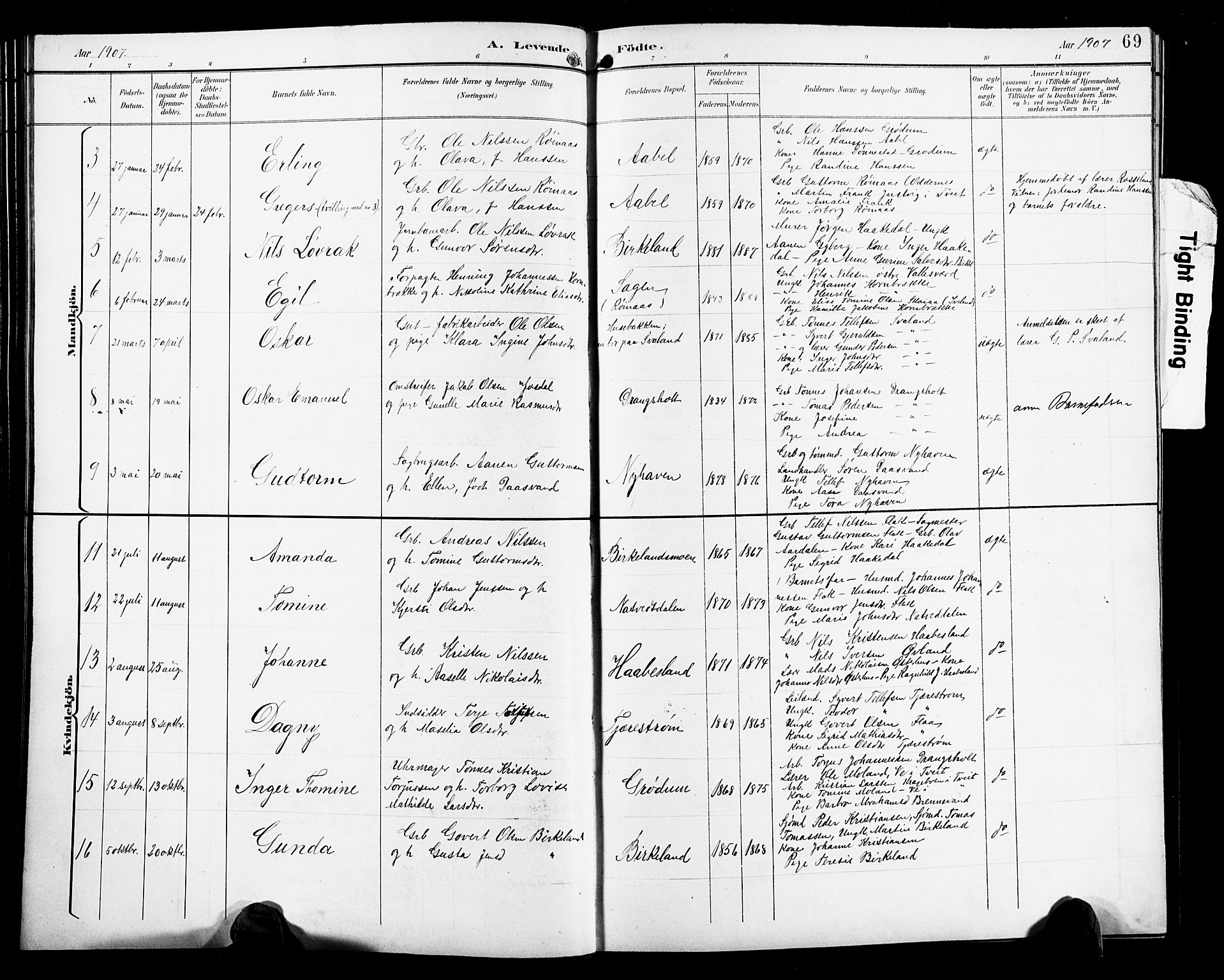 Birkenes sokneprestkontor, SAK/1111-0004/F/Fb/L0004: Parish register (copy) no. B 4, 1893-1930, p. 69