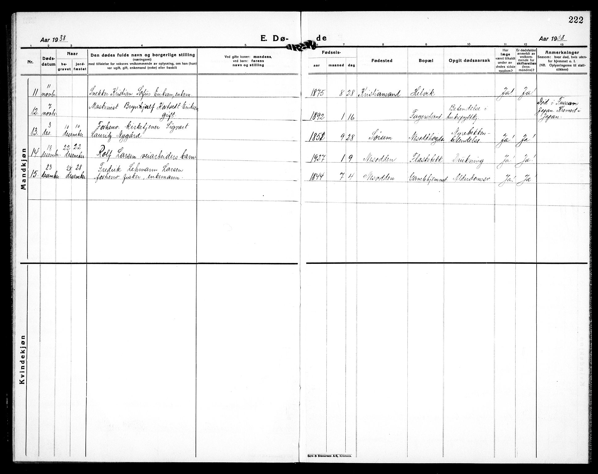 Nesodden prestekontor Kirkebøker, AV/SAO-A-10013/G/Ga/L0003: Parish register (copy) no. I 3, 1924-1939, p. 222