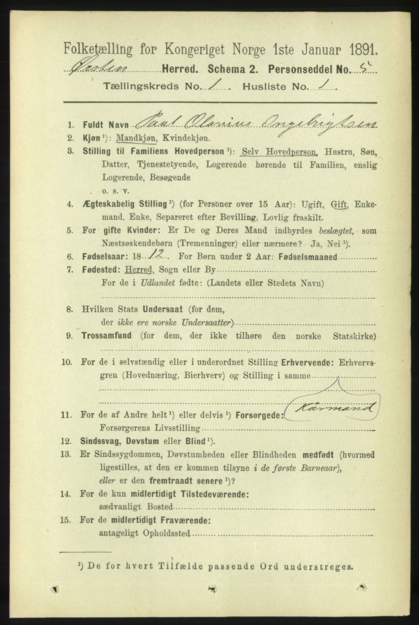 RA, 1891 census for 1520 Ørsta, 1891, p. 73