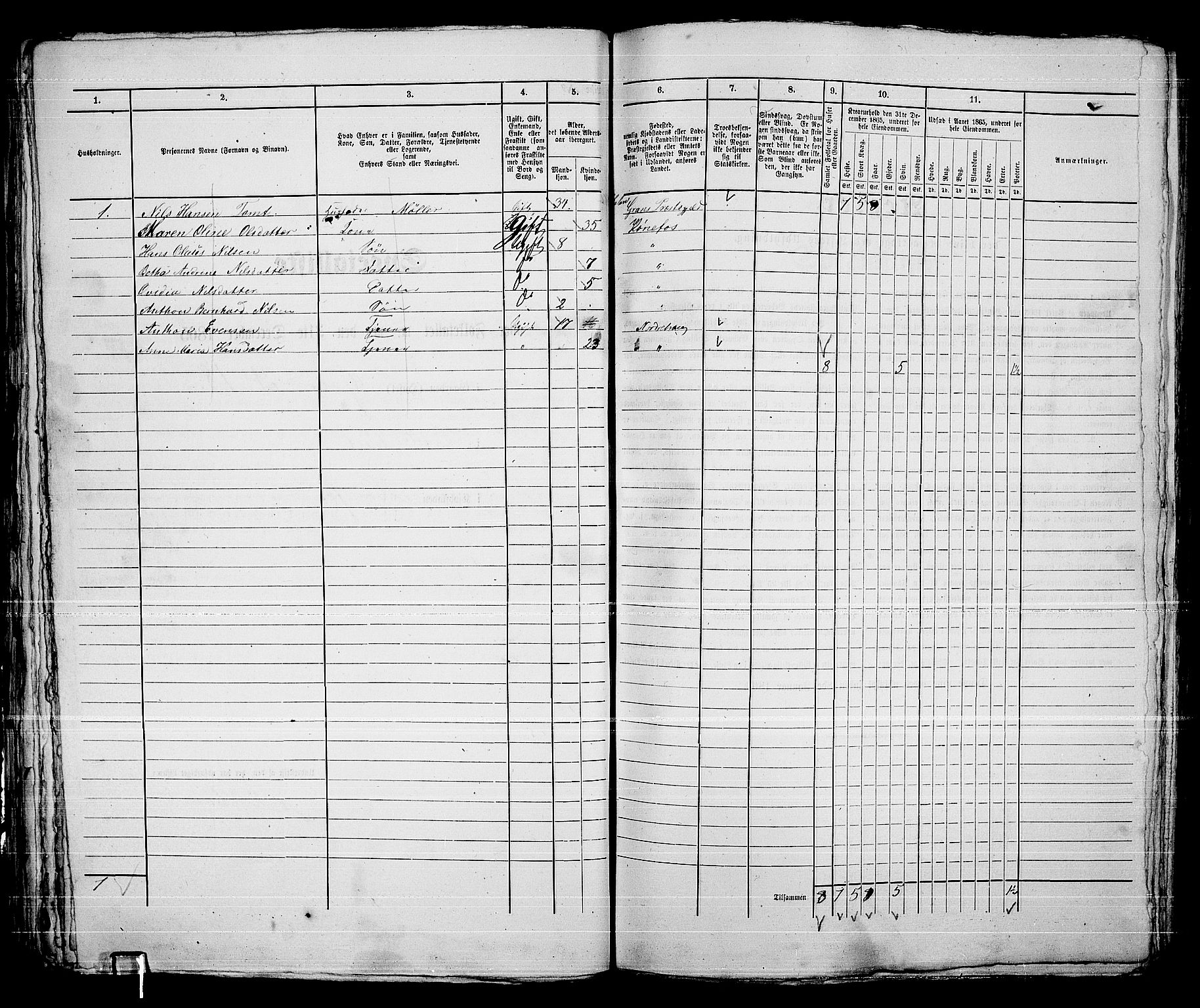 RA, 1865 census for Norderhov/Hønefoss, 1865, p. 61