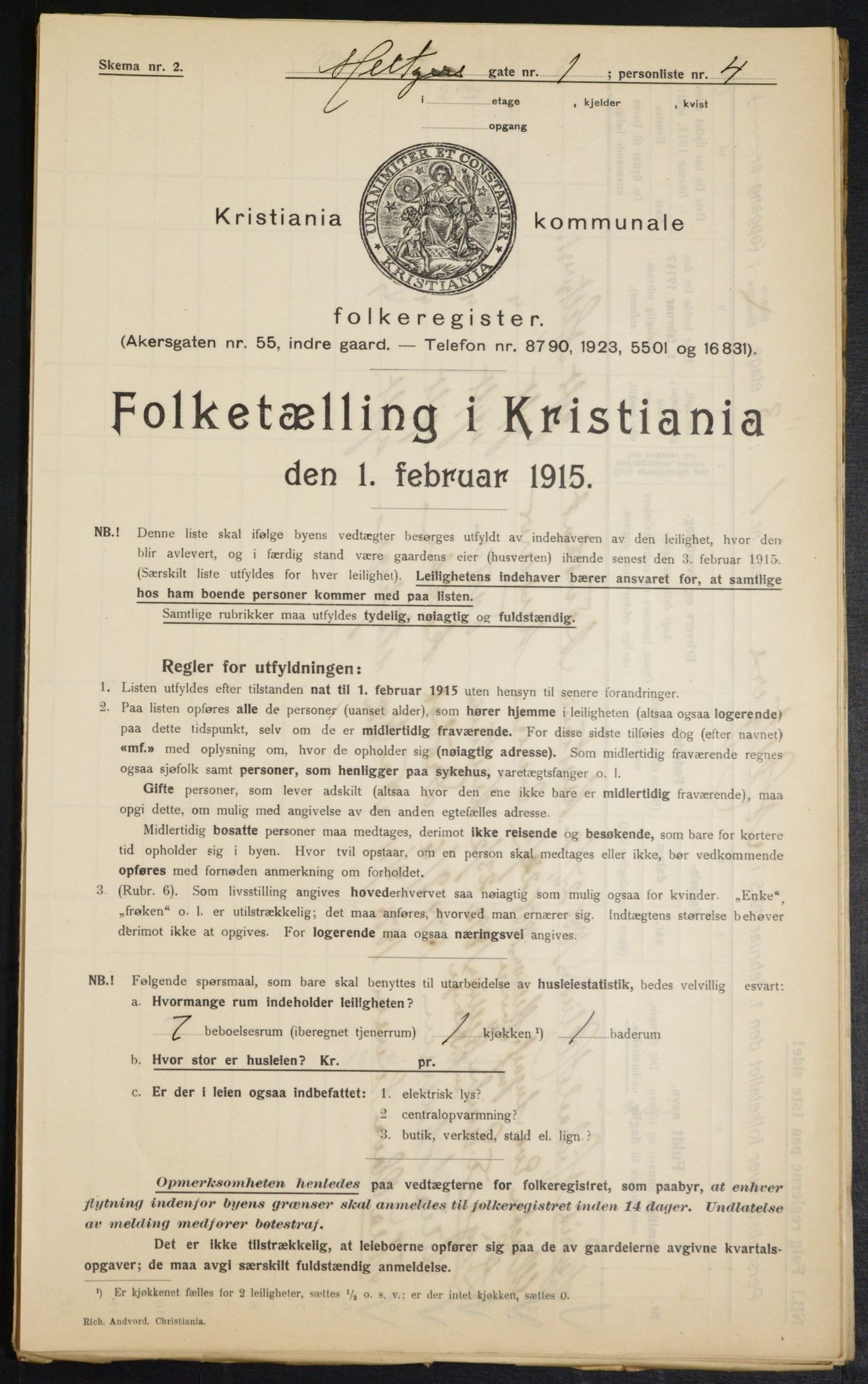 OBA, Municipal Census 1915 for Kristiania, 1915, p. 64559