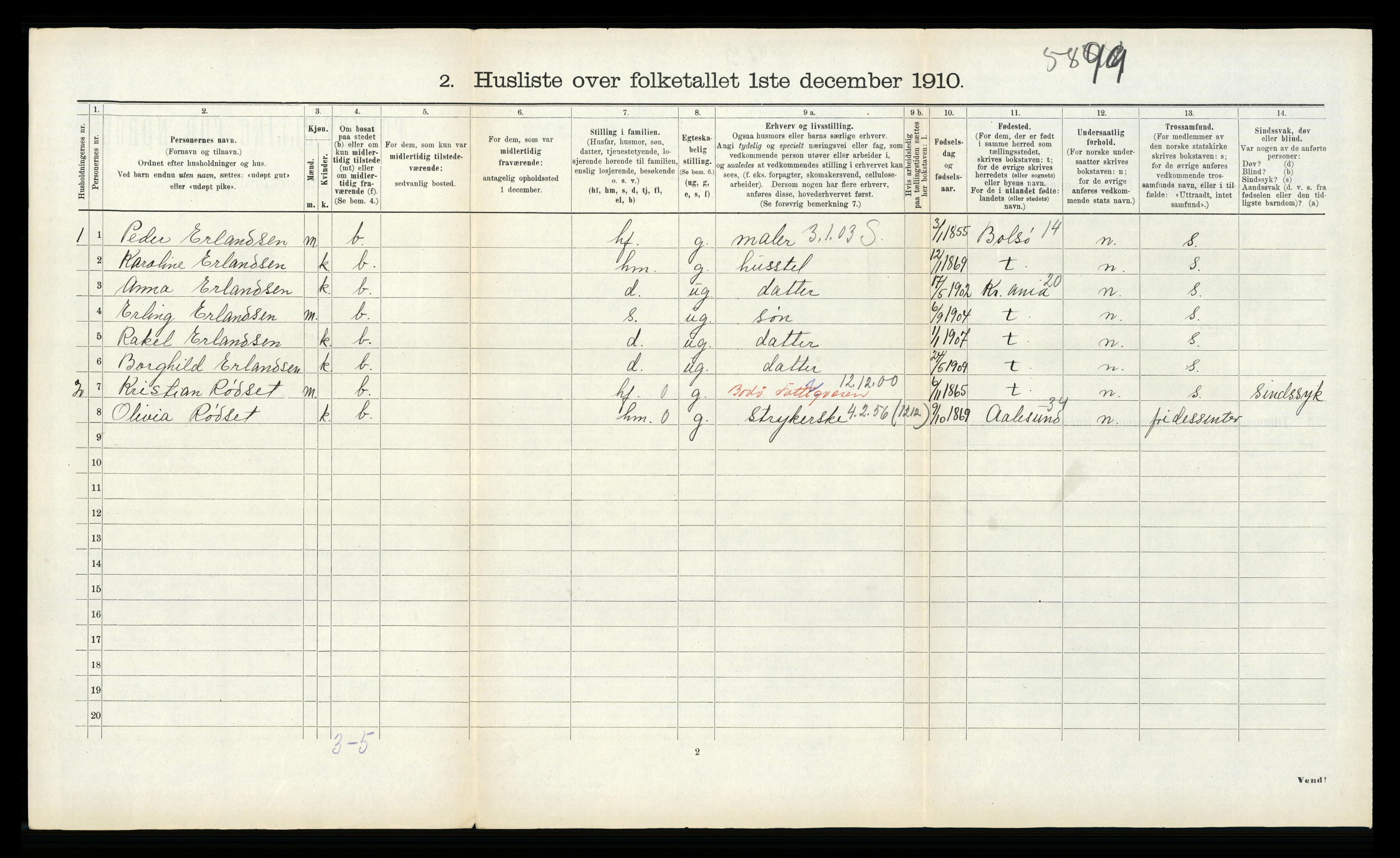 RA, 1910 census for Volda, 1910, p. 441