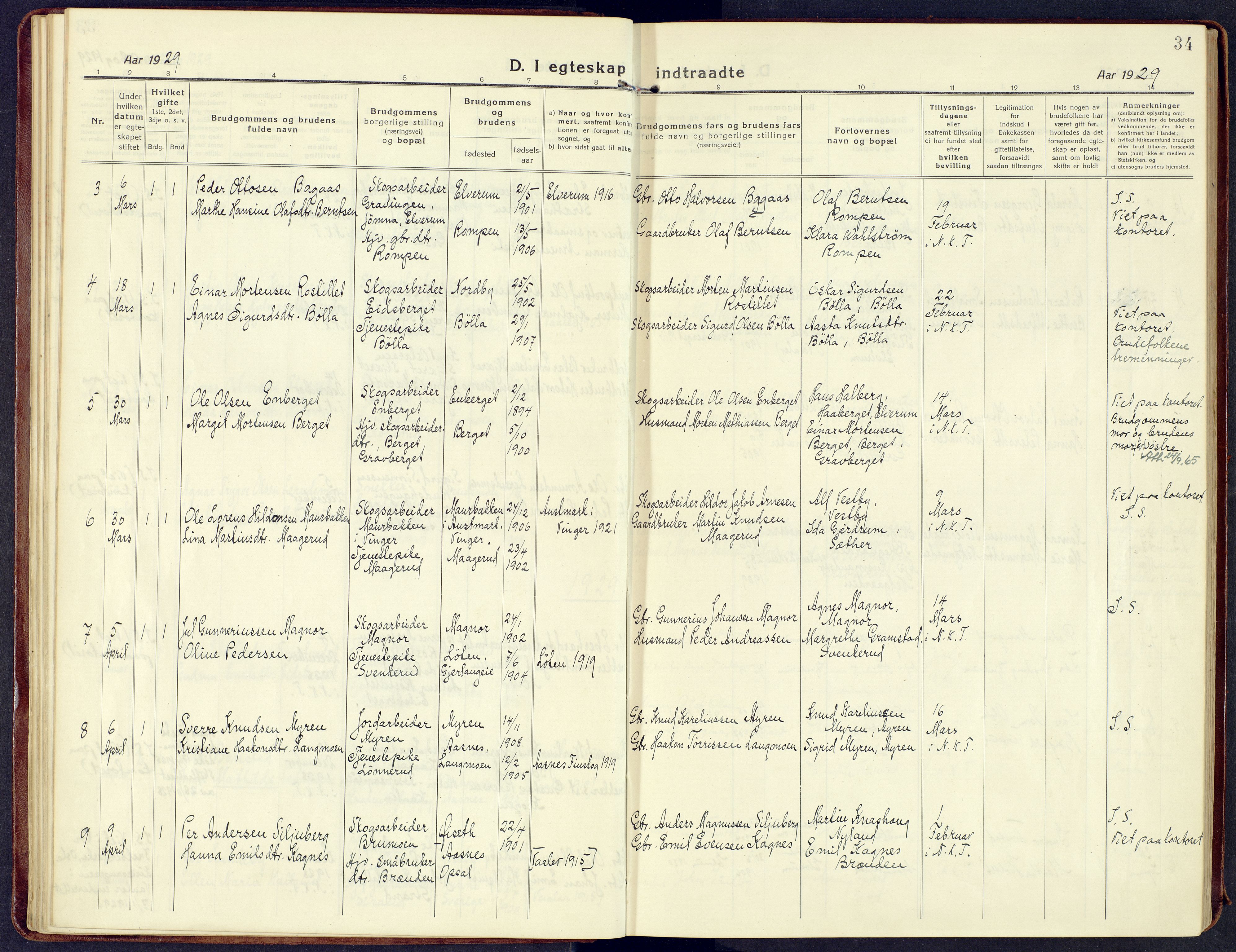 Våler prestekontor, Hedmark, AV/SAH-PREST-040/H/Ha/Haa/L0011: Parish register (official) no. 11, 1919-1933, p. 34