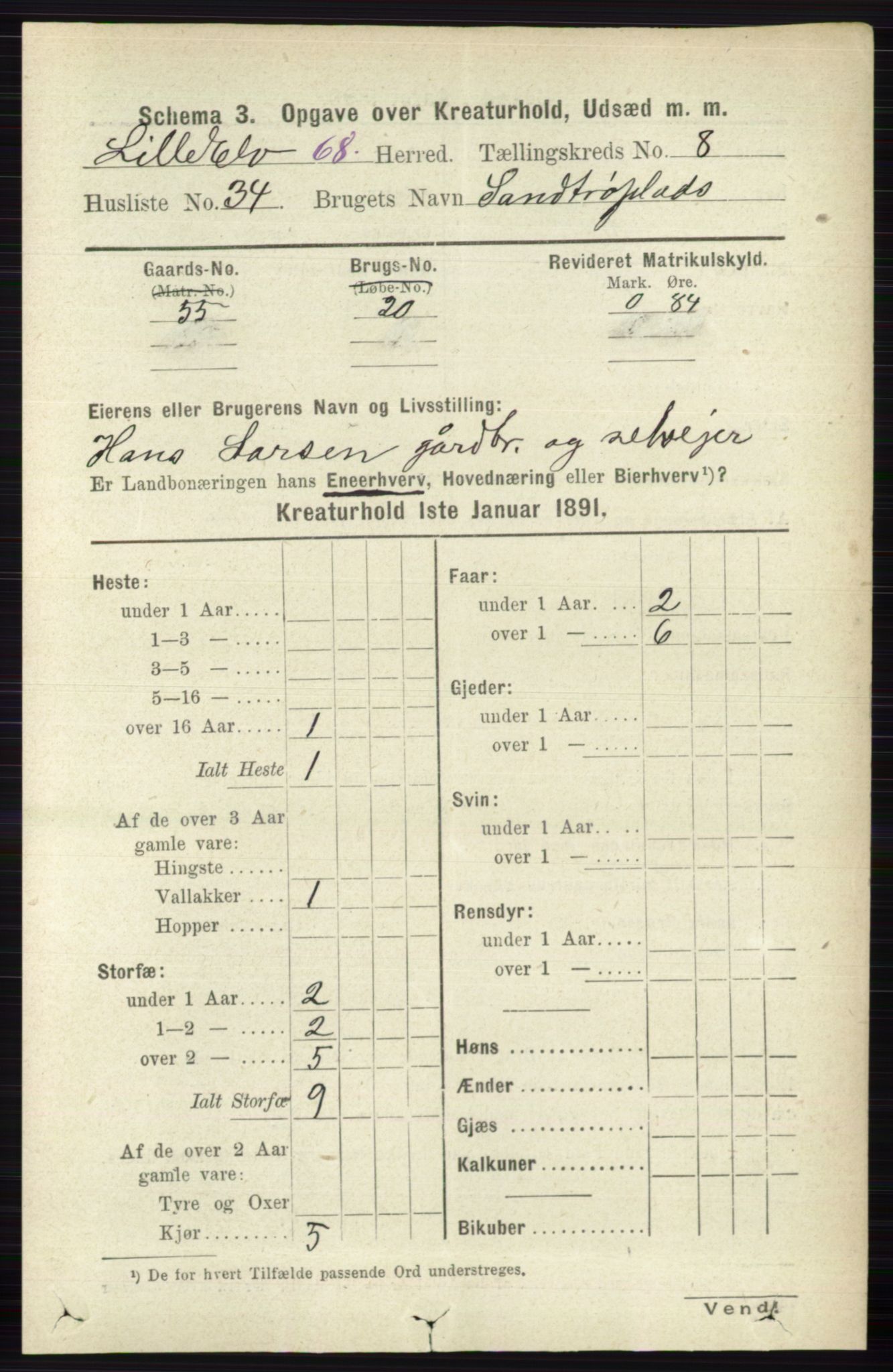 RA, 1891 census for 0438 Lille Elvedalen, 1891, p. 4638