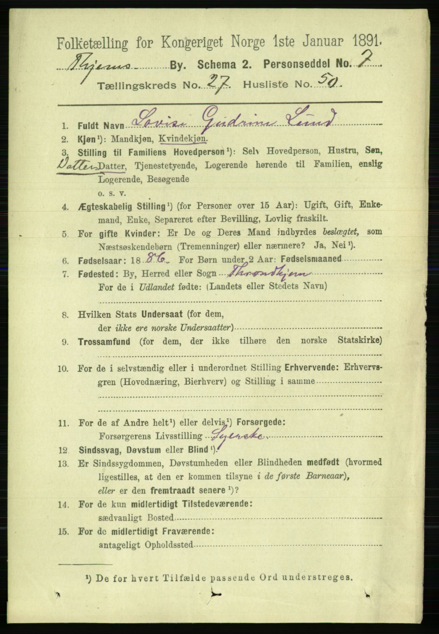 RA, 1891 census for 1601 Trondheim, 1891, p. 20960