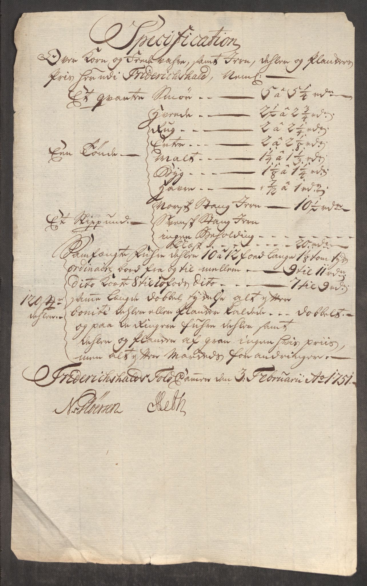 Rentekammeret inntil 1814, Realistisk ordnet avdeling, AV/RA-EA-4070/Oe/L0004: [Ø1]: Priskuranter, 1749-1752, p. 451