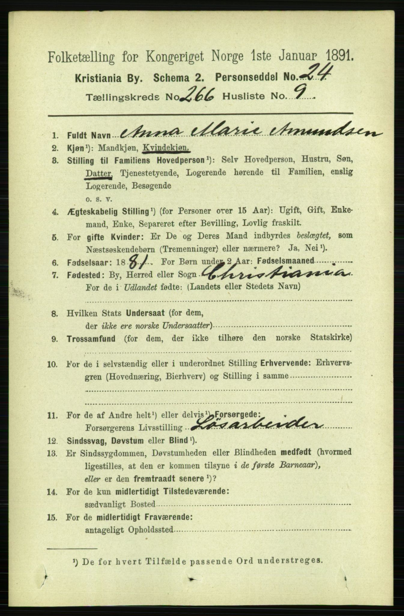 RA, 1891 census for 0301 Kristiania, 1891, p. 161417