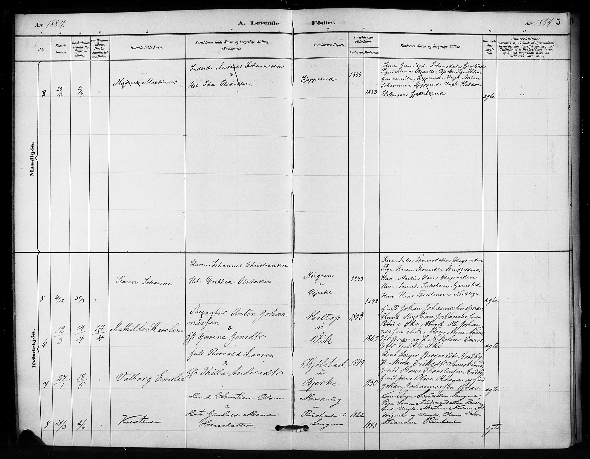 Enebakk prestekontor Kirkebøker, AV/SAO-A-10171c/F/Fb/L0001: Parish register (official) no. II 1, 1877-1902, p. 5