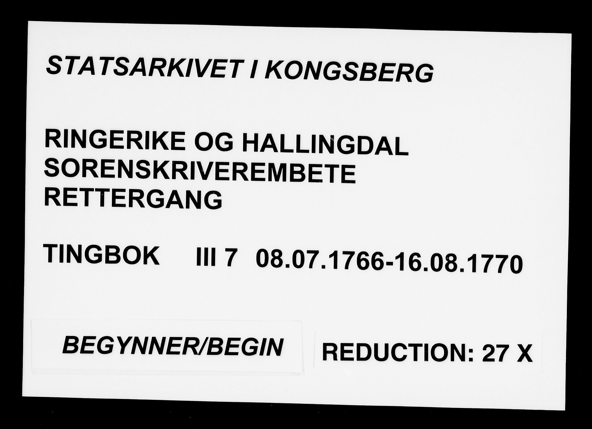 Ringerike og Hallingdal sorenskriveri, AV/SAKO-A-81/F/Fa/Fac/L0007: Tingbok - Ringerike, 1766-1770