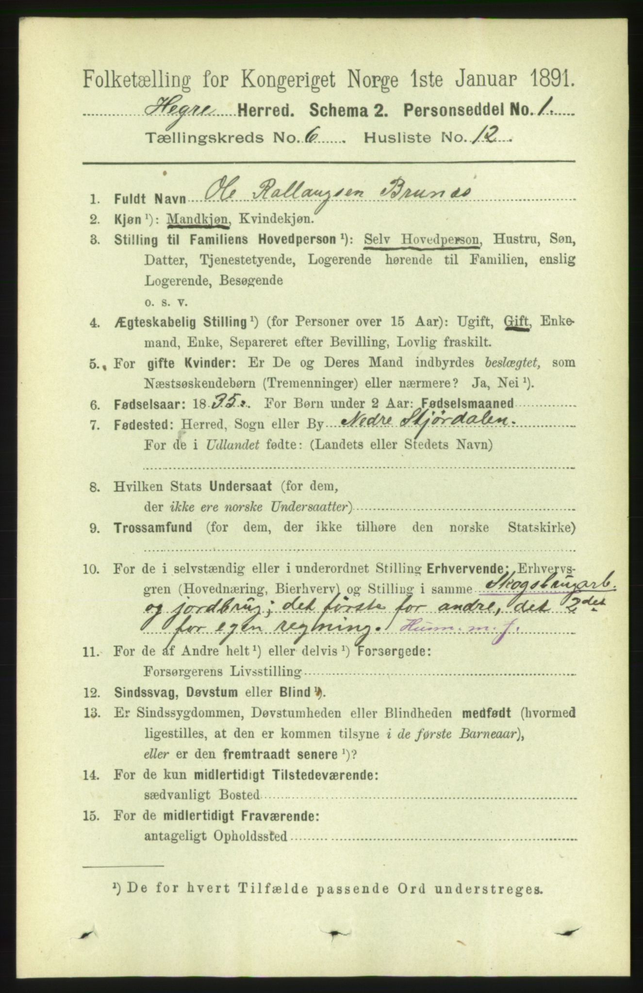 RA, 1891 census for 1712 Hegra, 1891, p. 2414